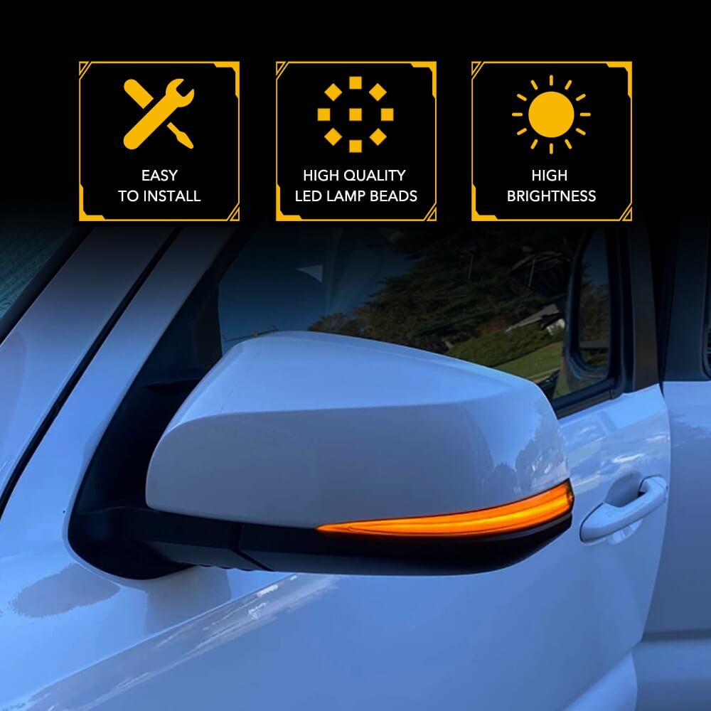 Sequential Amber Side Mirror Turn Signal Light Compatible with 2016-2023 Toyota Tacoma, Highlander, Alphard, RAV4, Sienna & Lexus LM - Enhances Safety & Style for Night Driving and Urban Commuting