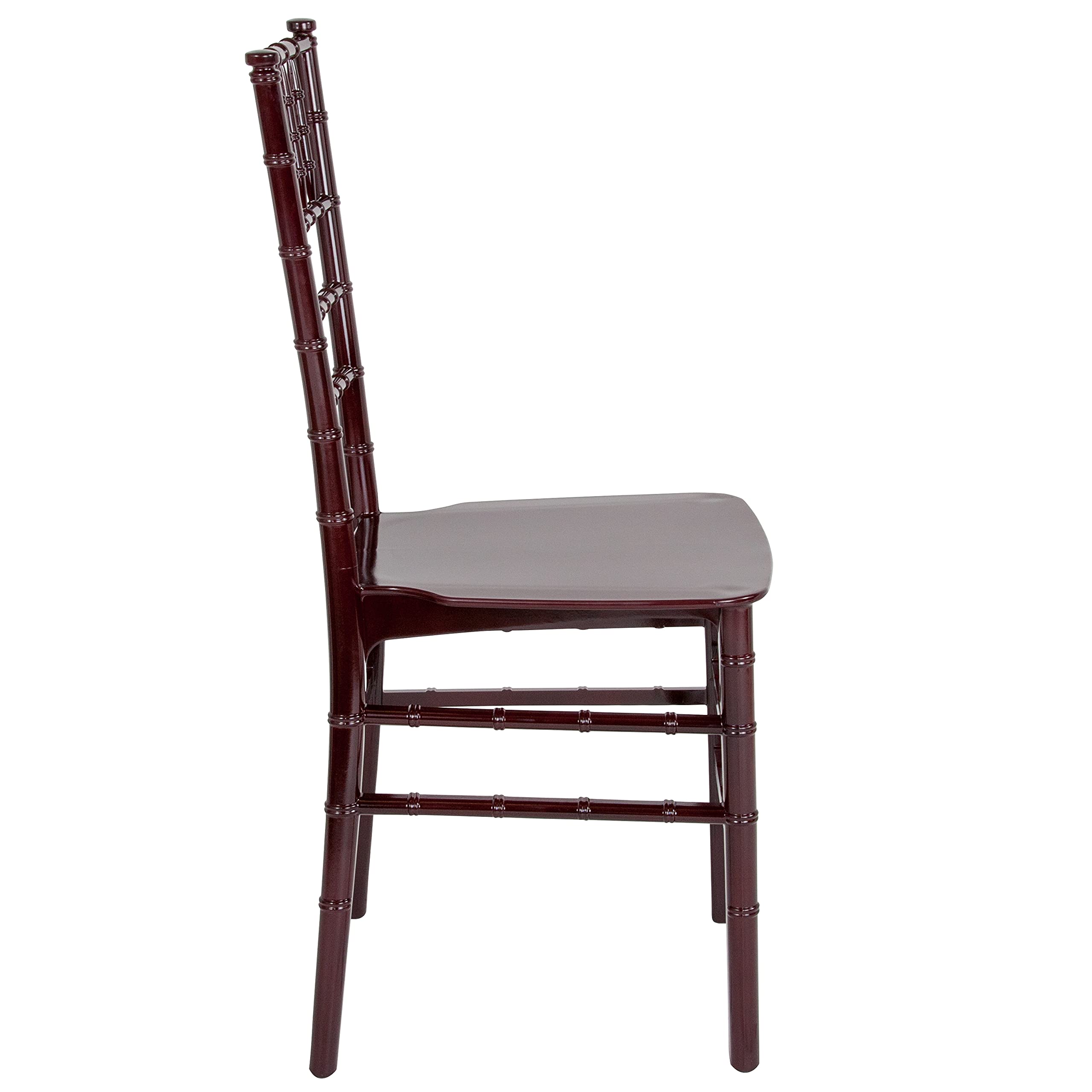 2 Pack Mahogany Stackable Resin Chiavari Chairs - Elegant Banquet, Wedding & Event Furniture for Indoor/Outdoor Use - Perfect for Parties, Receptions & Venue Seating