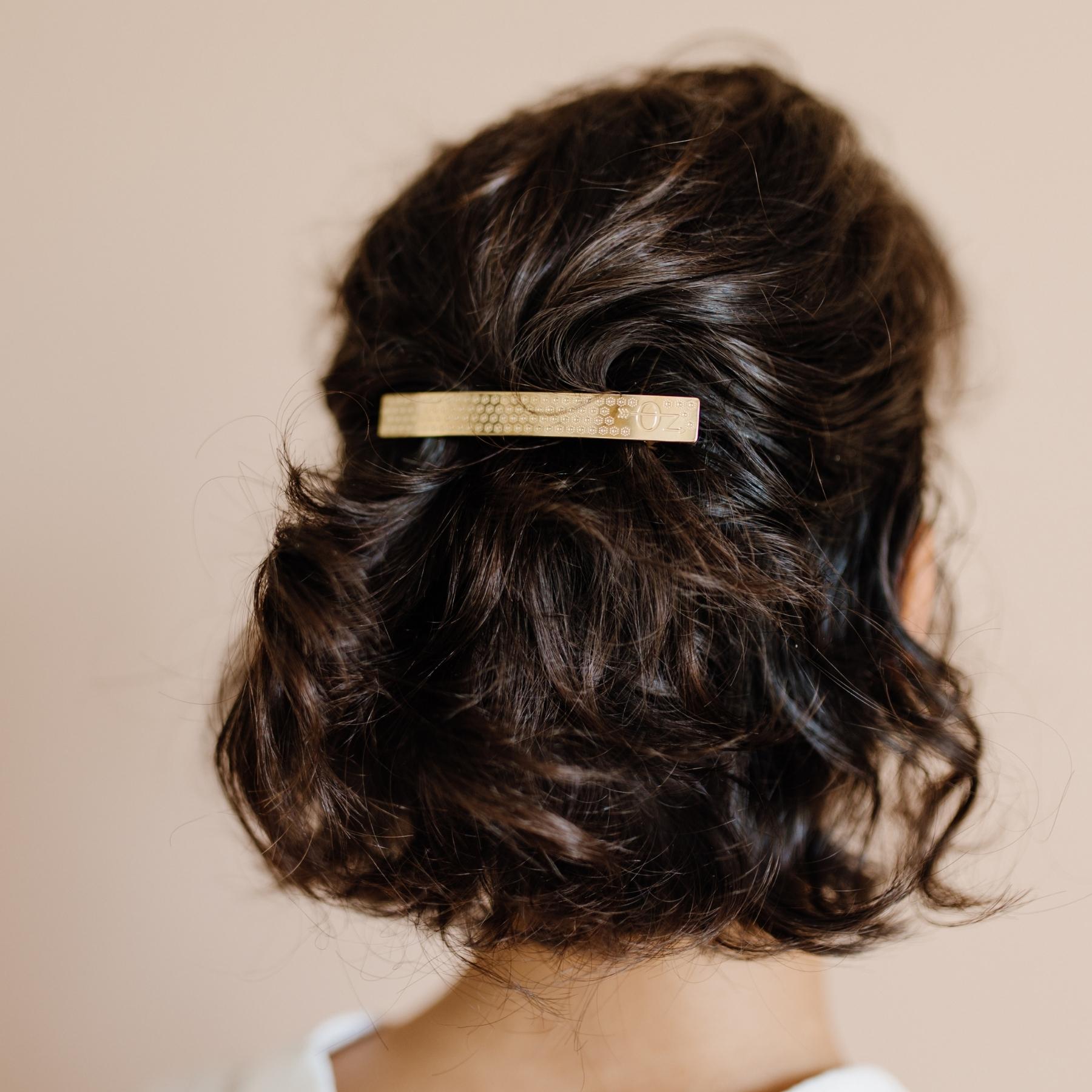 Gold-Tone Barrette Hair Clip with Elegant Decor - Perfect for Weddings, Parties & Everyday Hairstyles