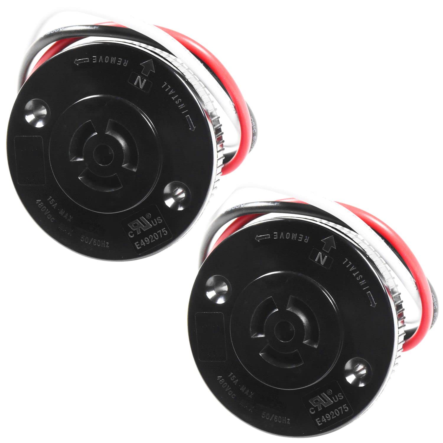 HQRP 2-Pack Photocell Sensor 3-Pin Receptacle Switch Socket - Dusk to Dawn Outdoor Twist Lock Plug for LED Flood, Garden & Street Lights | Weatherproof Light Control for Patio, Yard & Commercial Lighting