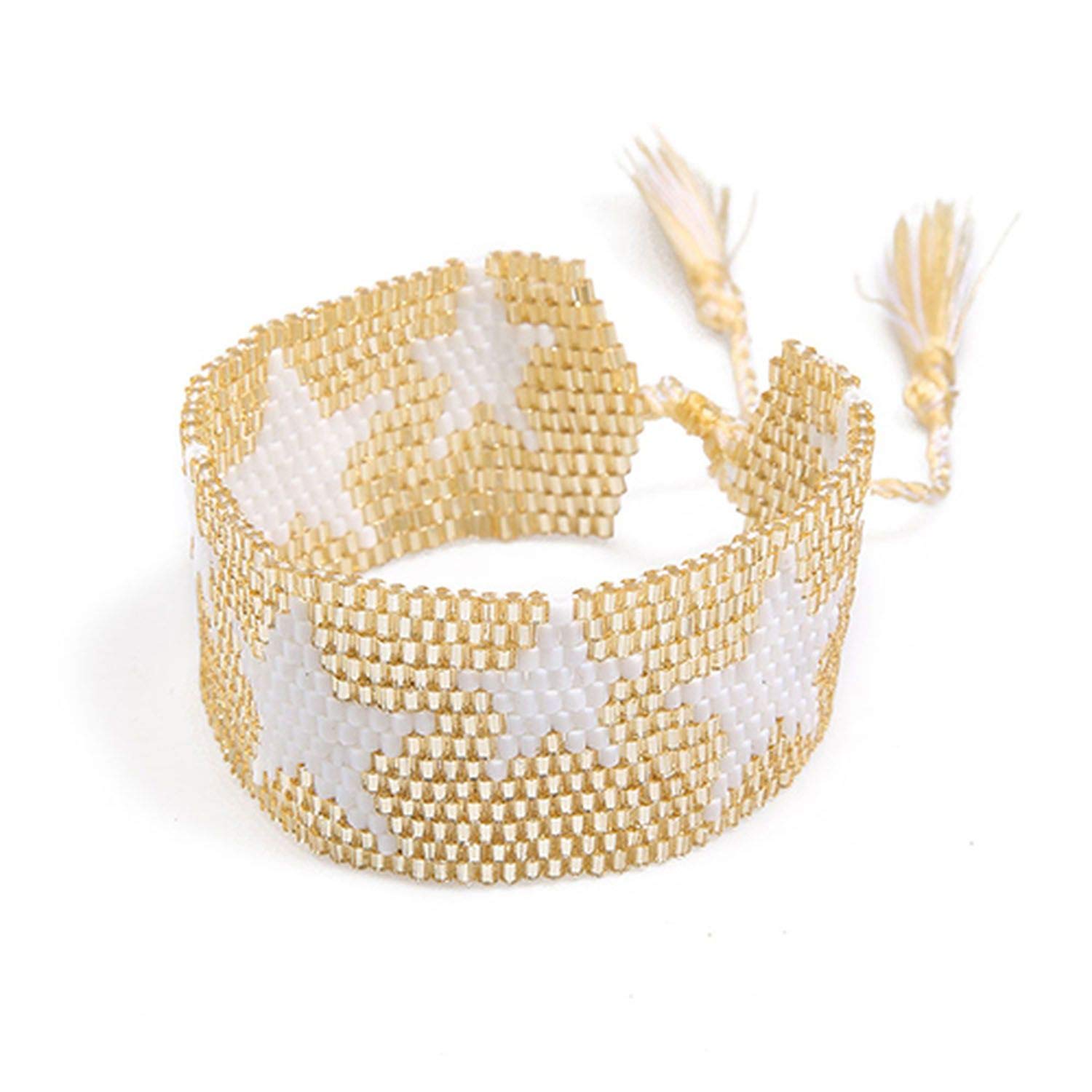 Boho Star Seed Bead Bracelet for Women - Fashionable Beaded Cuff Bracelet with Tassel - Friendship Jewelry for Everyday Wear, Parties & Gifts