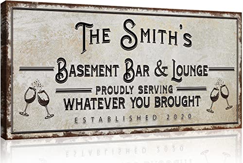 Rustic Basement Bar and Lounge Wine Glasses with Border Light Background