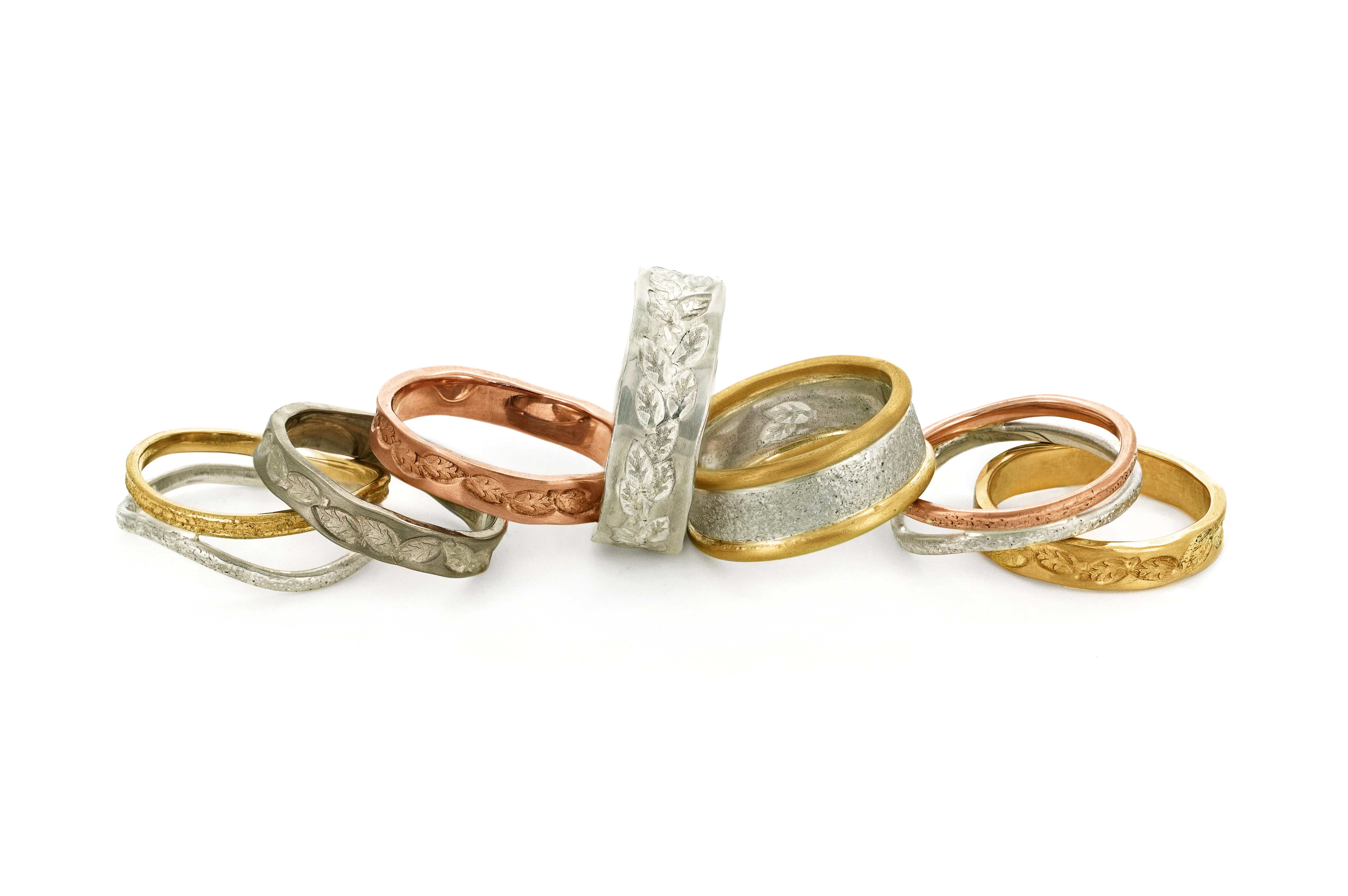 18K Gold & Sterling Silver Two-Tone Nest Wedding Ring for Women & Men - Elegant Stackable Band for Engagement, Anniversary & Everyday Wear