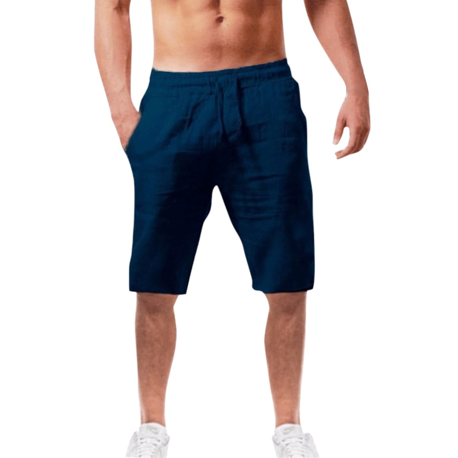 **Men's Khaki Shorts - Elastic Waist Comfortable Casual Shorts for Big & Tall - Perfect for Summer, Beach, Gym & Outdoor Activities**