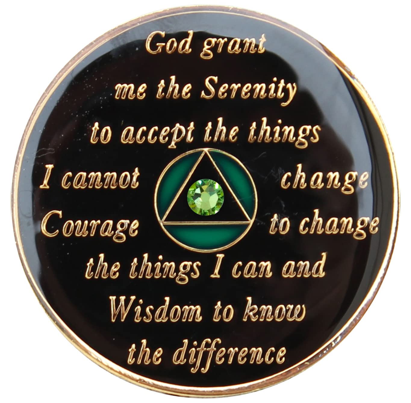 AA Chip Sobriety Coin - Green Recovery Medallion with Transition Bling | Alcoholics Anonymous Gift for 1 Year Anniversary | Motivational Token for Addiction Recovery & 12-Step Programs