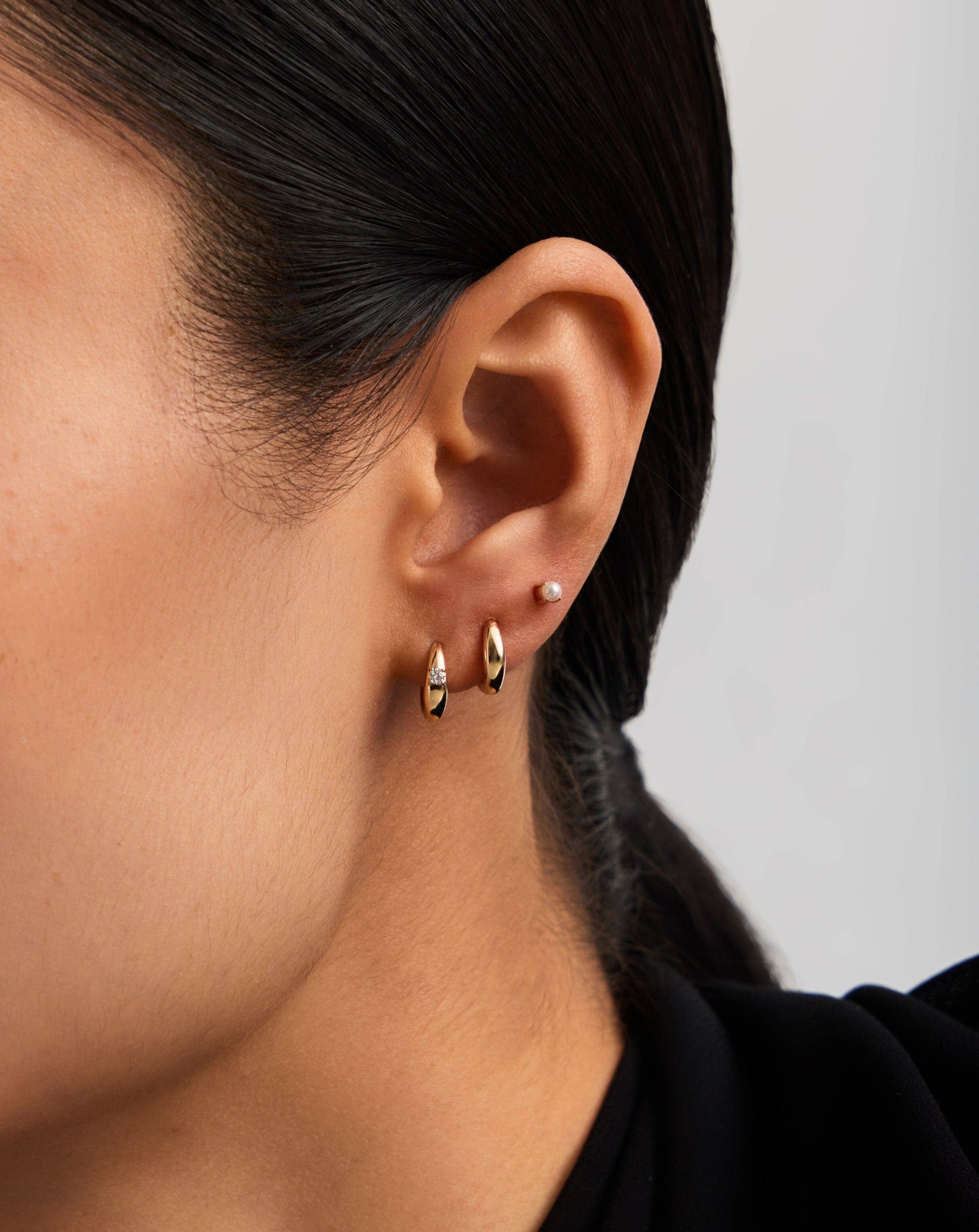 14K Solid Gold Pearl Stud Earrings - Classic Round White Pearl Earrings for Women | Perfect for Weddings, Office Wear & Everyday Elegance