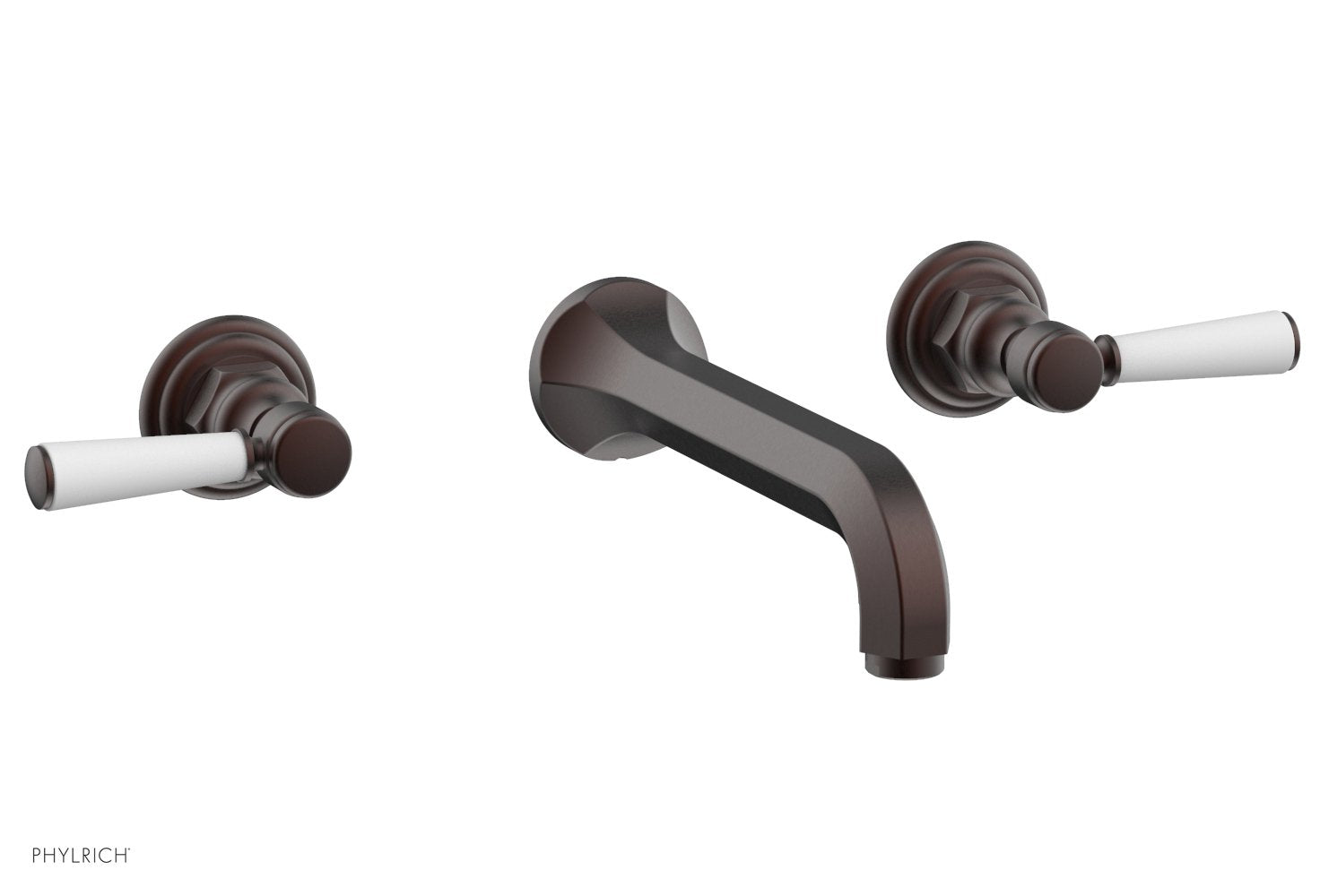 HEX TRADITIONAL Wall Mount Tub Faucet Set with Satin White Lever Handles - Model 500 57 | Perfect for Bathroom Renovation & Modern Home Decor