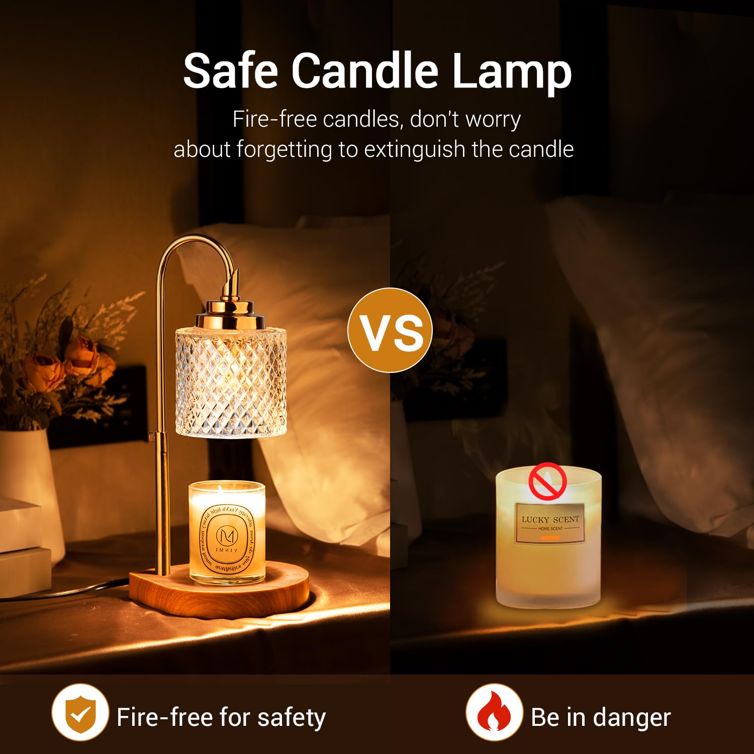 Upgraded Candle Warmer Lamp with Timer (2/4/8 Hours), 4-Level Dimmer & Height Adjustable - Includes 2 Bulbs - Perfect for Home Decor, Christmas, Birthday & Mother's Day Gifts for Women - Creates Cozy Ambiance for Relaxation, Romantic Dinners & Spa Nights
