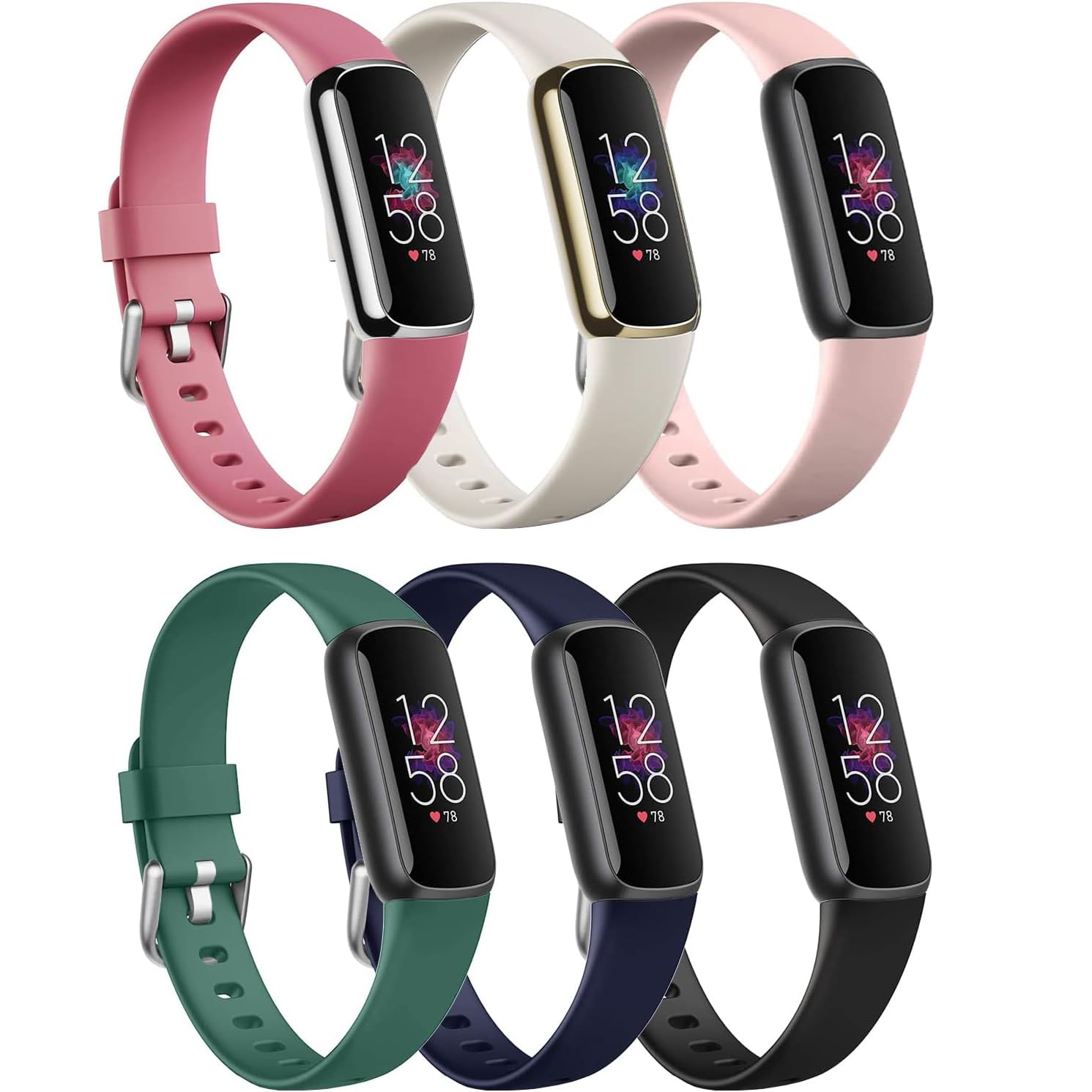 Fitbit Luxe Replacement Bands - Adjustable Silicone Sport Watch Straps for Women & Men - Soft Flexible Wristbands - Waterproof Fitness Accessory for Running, Swimming & Daily Wear