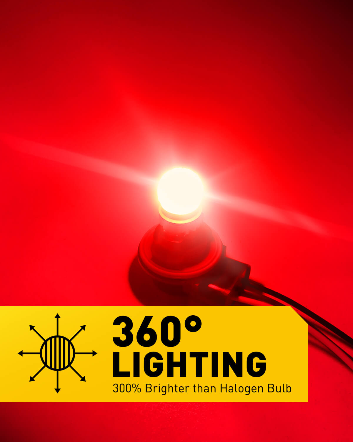 Upgraded 3157 3156 3057 3457 T25 LED Bulbs - Super Bright Red Brake Tail Lights (400% Brighter) - 2US6T Series - Perfect for Cars, Trucks, SUVs & Motorcycles