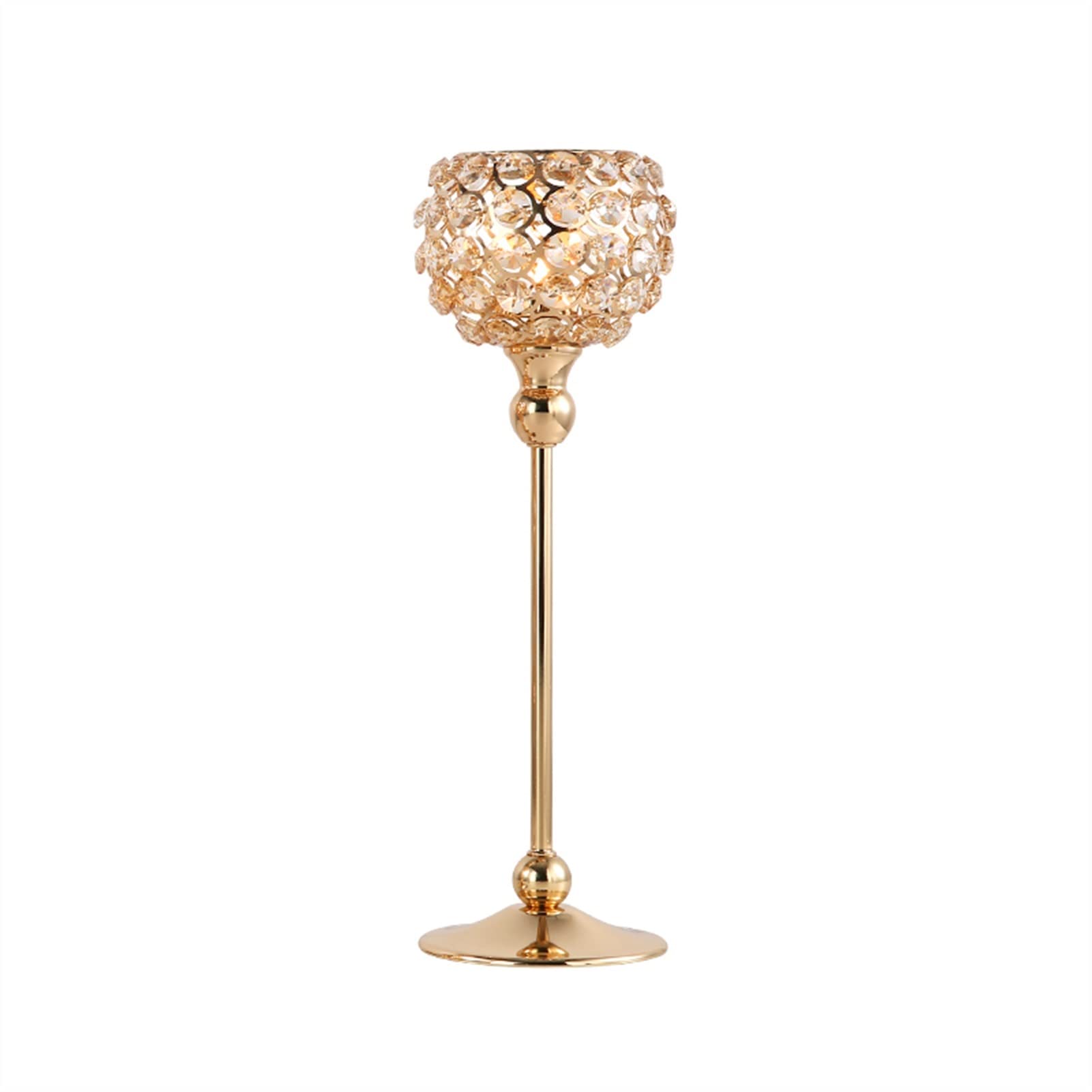 Elegant Gold Tall Crystal Candle Holders - 13.4 Inch Ornate Table Centerpiece for Candlesticks, Tealights & Flameless Candles - Perfect for Wedding Decor, Dining Table Centerpieces & Home Decoration (34cm/13.4in)