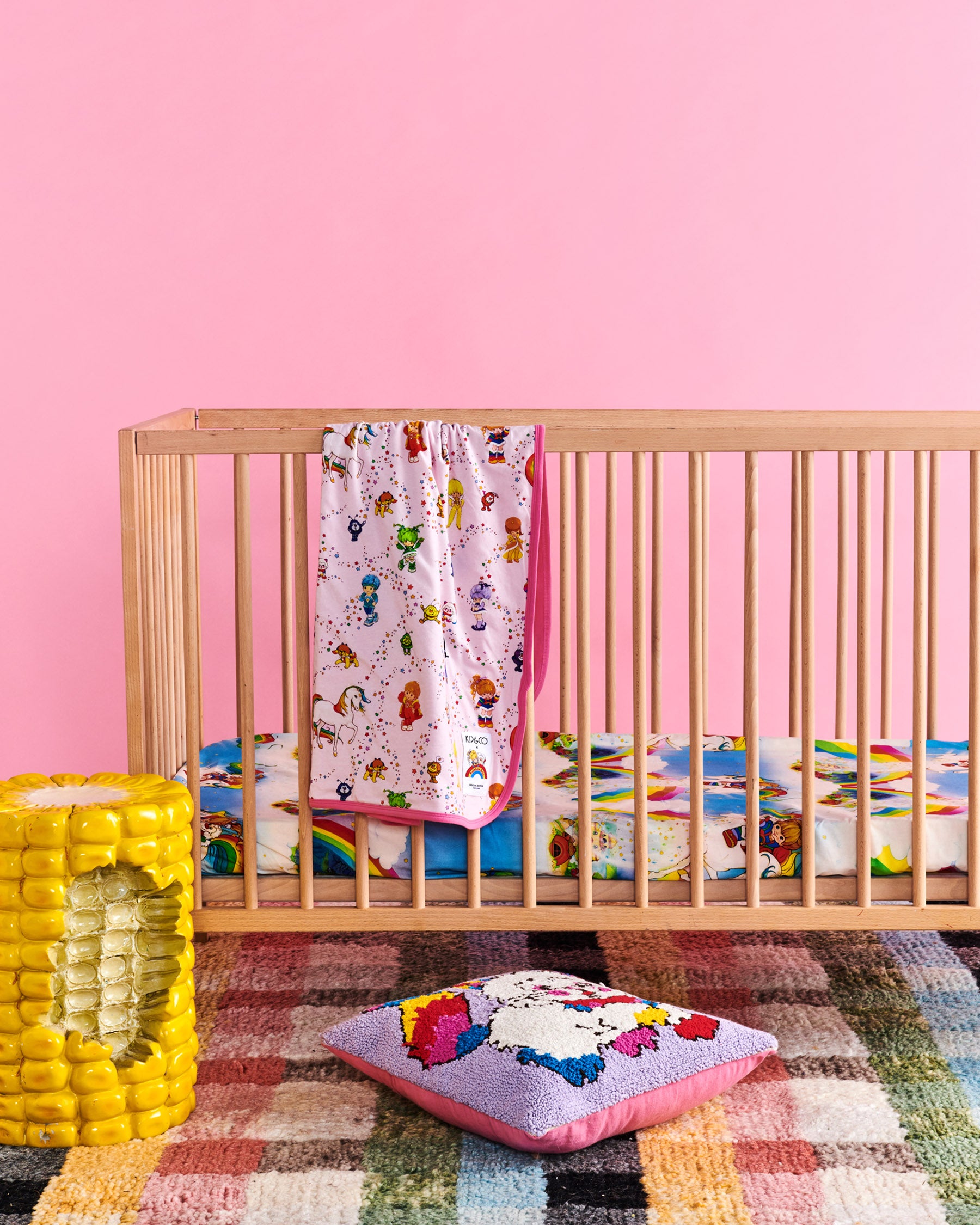Kip&Co x Rainbow Brite Magic Sky Organic Cotton Baby Fitted Crib Sheet - Soft & Hypoallergenic Nursery Bedding for Newborns & Toddlers