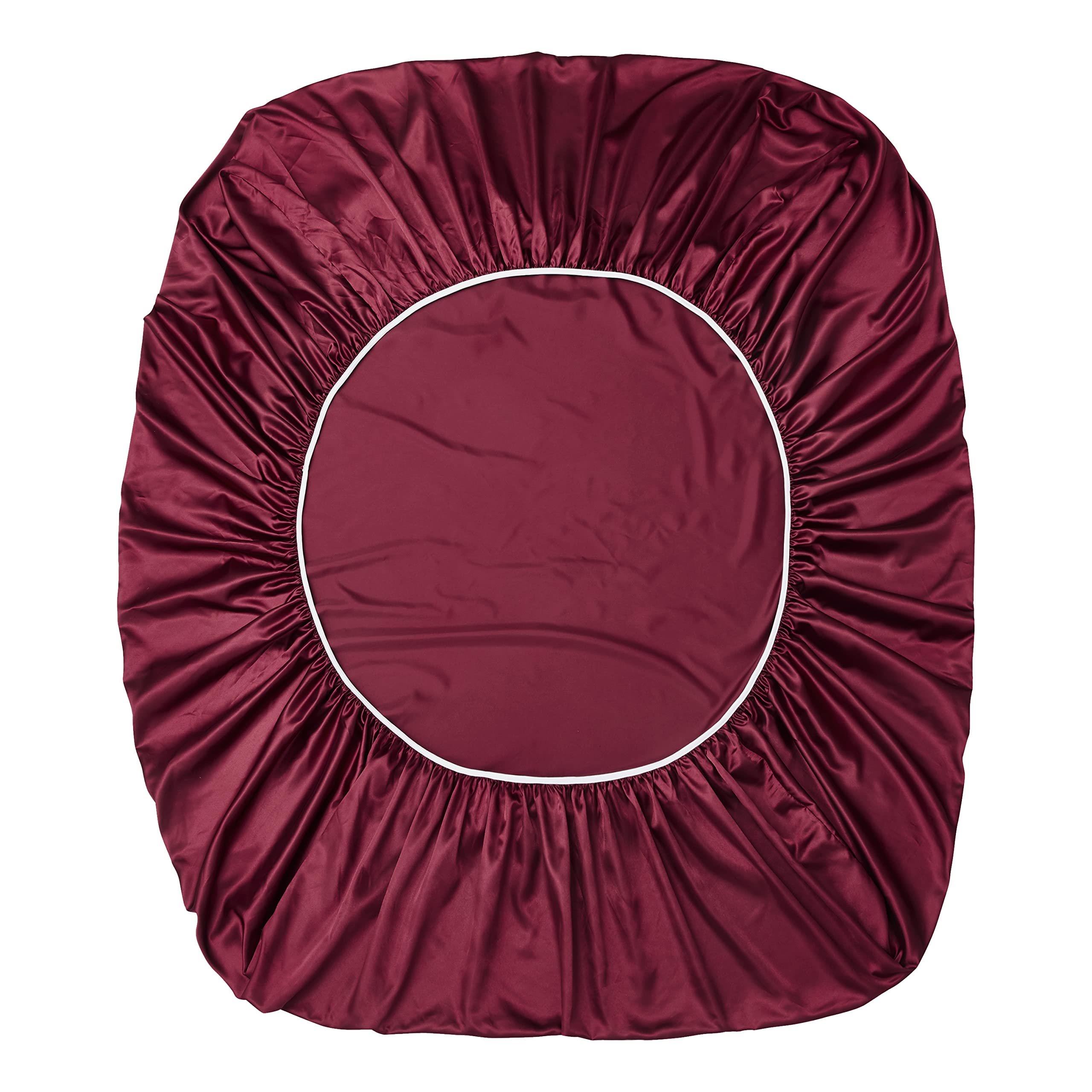 6Pcs Maroon Satin Duvet Cover Set Queen Size - Soft Cooling Comforter Cover with Fitted Sheet & Pillowcases for Luxurious Bedroom Decor