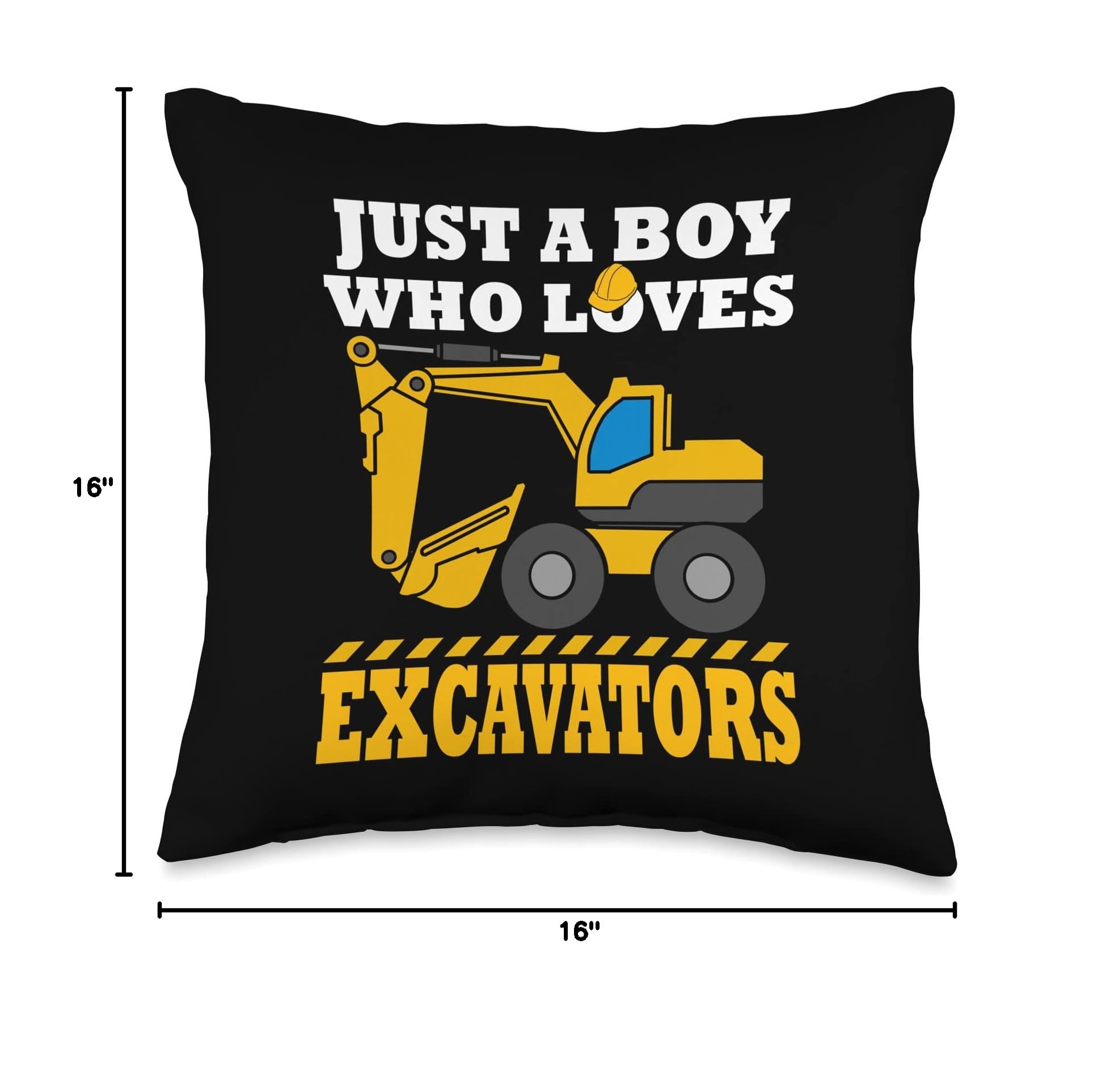 Excavator Gifts for Boys & Kids - Construction Themed Throw Pillow | Perfect for Bedroom Decor, Playroom Accessories & Construction Lover Presents