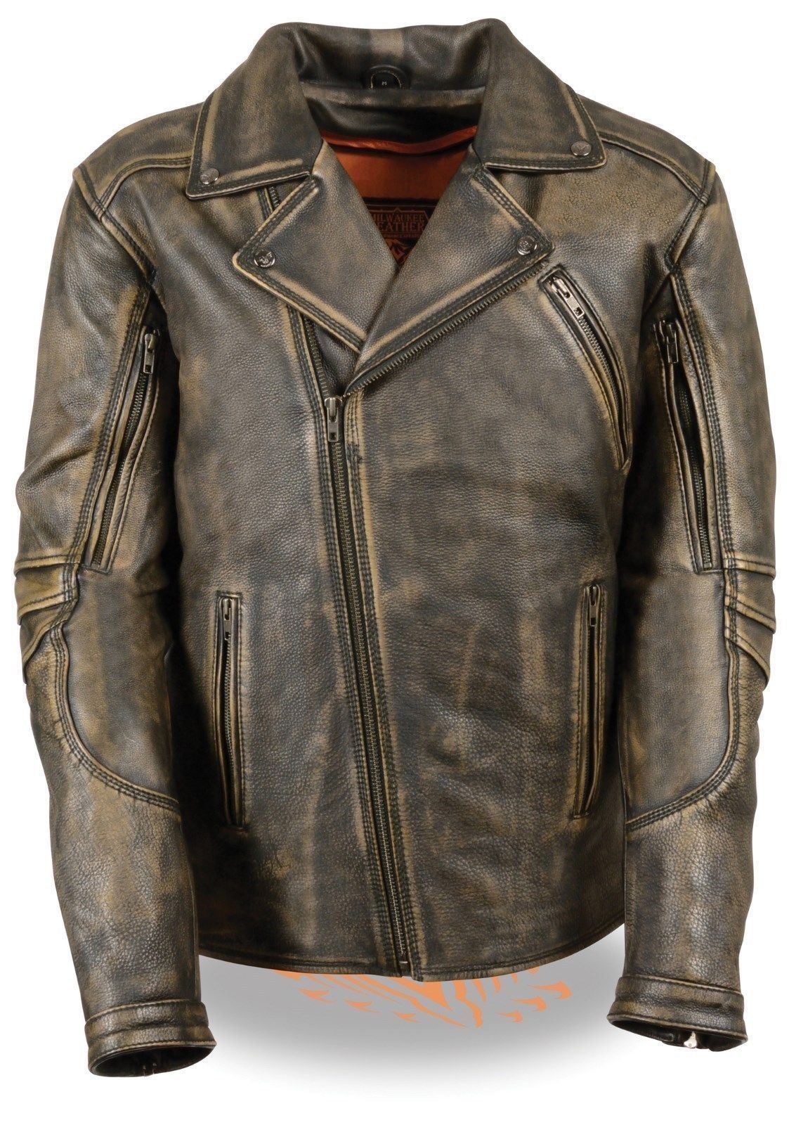Milwaukee MLM1515 Men's Motorcycle Jacket - Police Style Leather Biker Jacket with Vents & Gun Pockets | Soft Butter Leather for Comfort Riding | Perfect for Cruising, Commuting & Motorcycle Enthusiasts