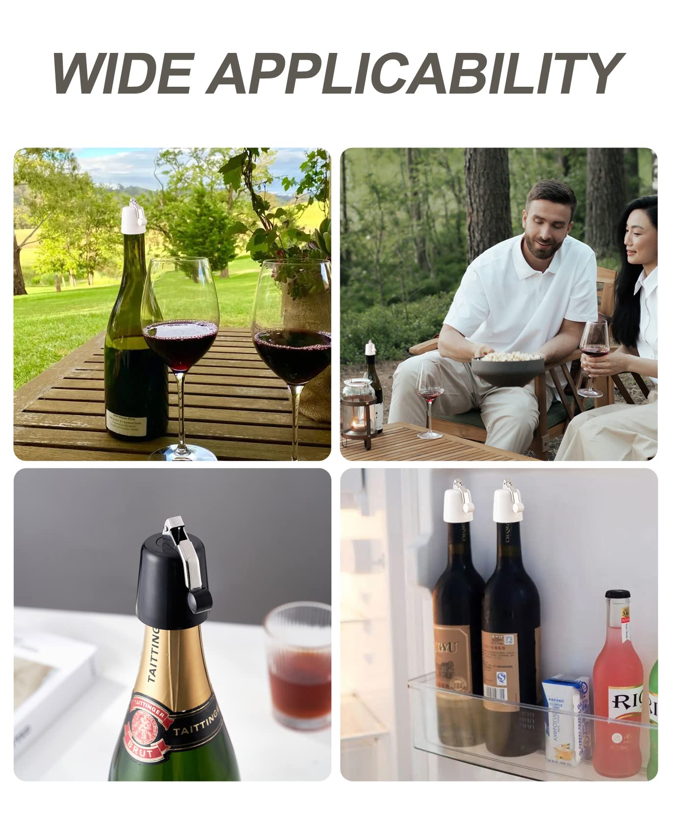 Guokoo Expandable Silicone Wine Bottle Stopper - Reusable Beverage Sealer for Wine, Champagne & Beer - Airtight Black Stopper (1-Pack) - Perfect for Parties, Bars & Home Wine Storage
