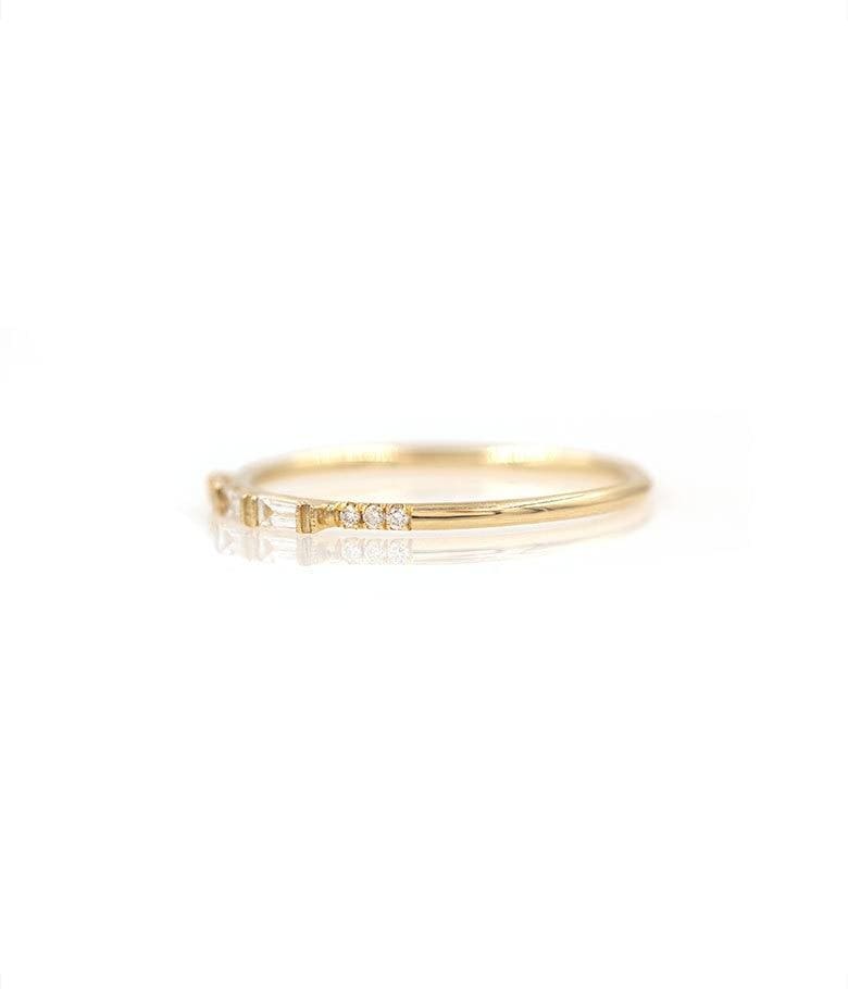 Triple Baguette and Pavé Diamond Wedding Band - Elegant Stackable Ring for Women, Perfect for Engagement, Anniversary, and Everyday Wear
