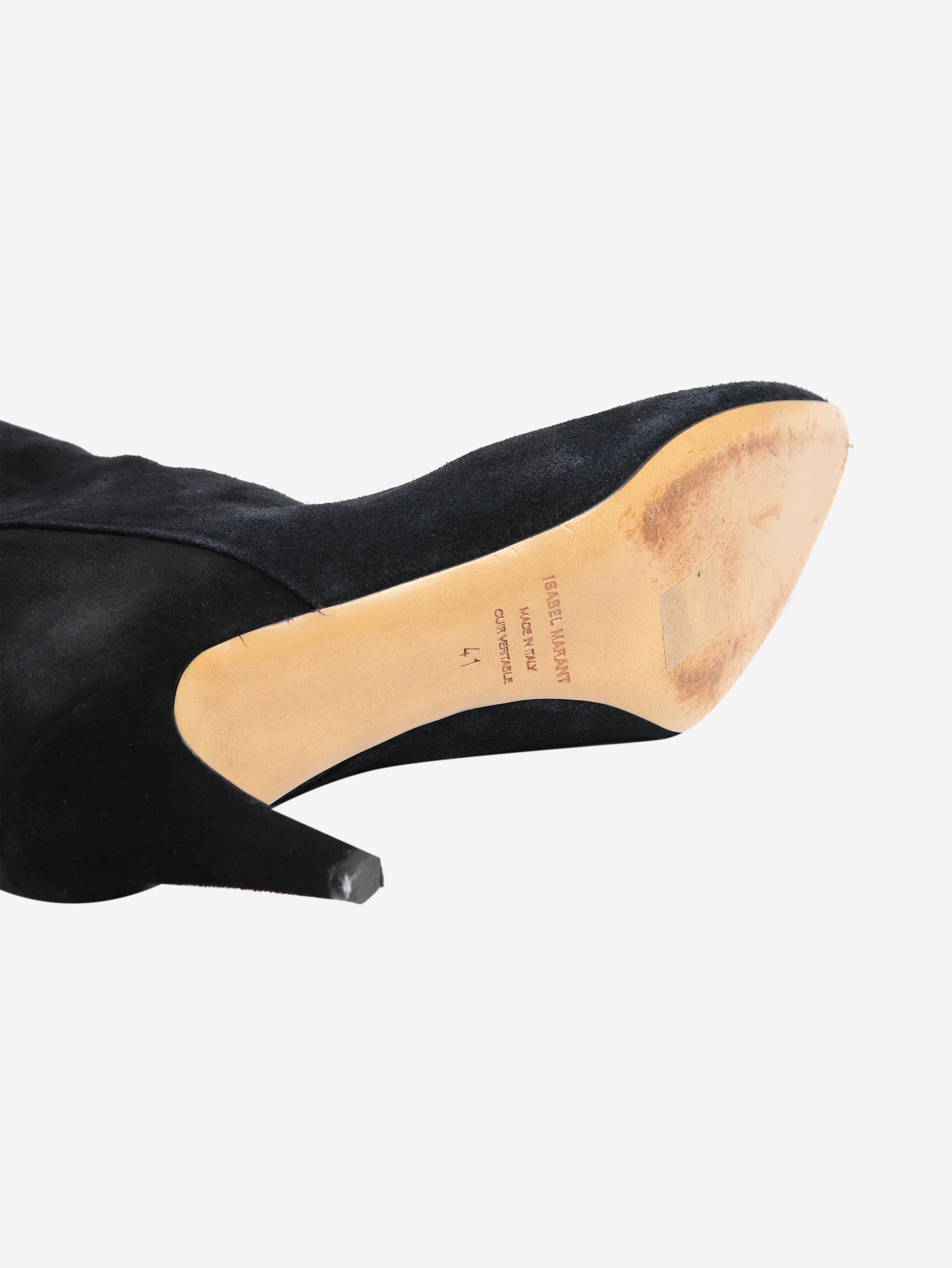 Stylish Black Suede High Boots for Women - Size EU 41 (UK 8) - Perfect for Fall/Winter Fashion, Date Nights & Office Wear