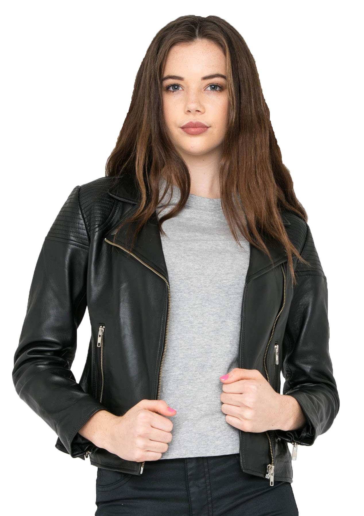 Women's Robotic Style Fringed Genuine Lambskin Leather Biker Jacket - Perfect for Motorcycle Riding, Night Out & Fashion Statement