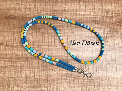 Beaded Lanyard with ID Holder for Women - Stylish Teacher Nurse Badge Holder, African Beaded Design - Perfect for Work, Conferences, and Events