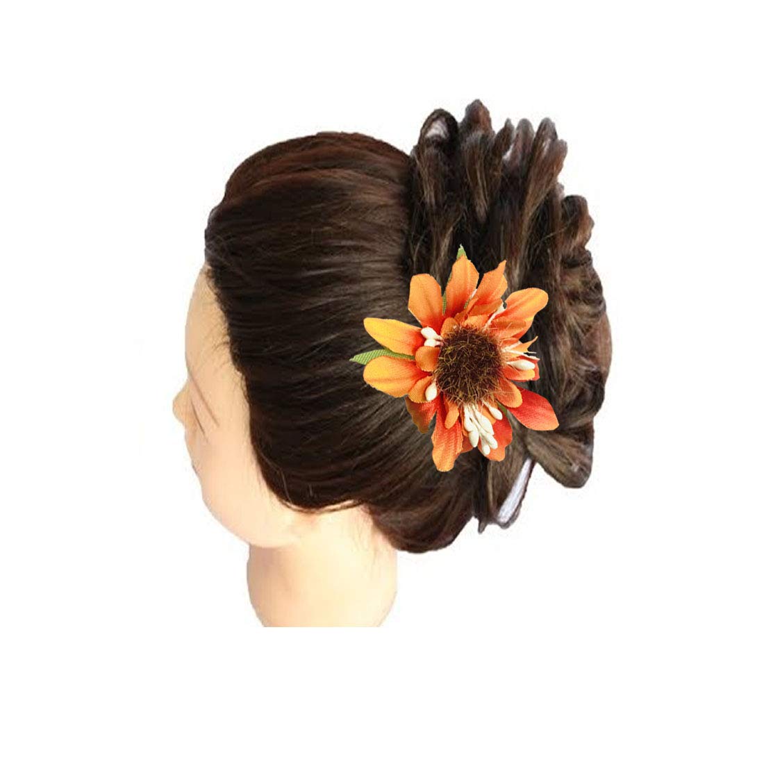 GadinFashion™ 4-Pack Orange Flower Hair Pins for Women & Girls | Hair Styling & Bun Decoration Accessories | Perfect for Weddings, Parties & Everyday Hairstyles