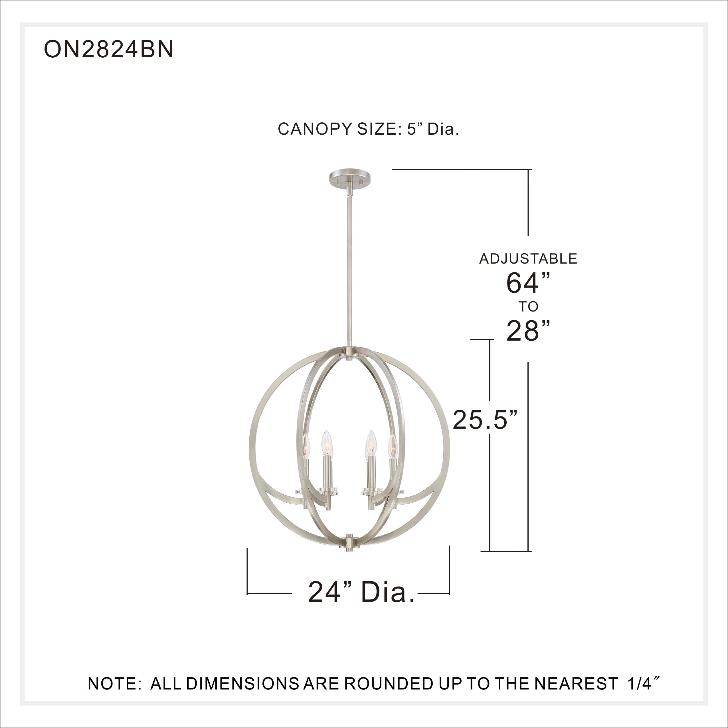 Quoizel Orion 6-Light Brushed Nickel Pendant Light Fixture - Modern Ceiling Lighting for Dining Room, Kitchen Island & Living Room