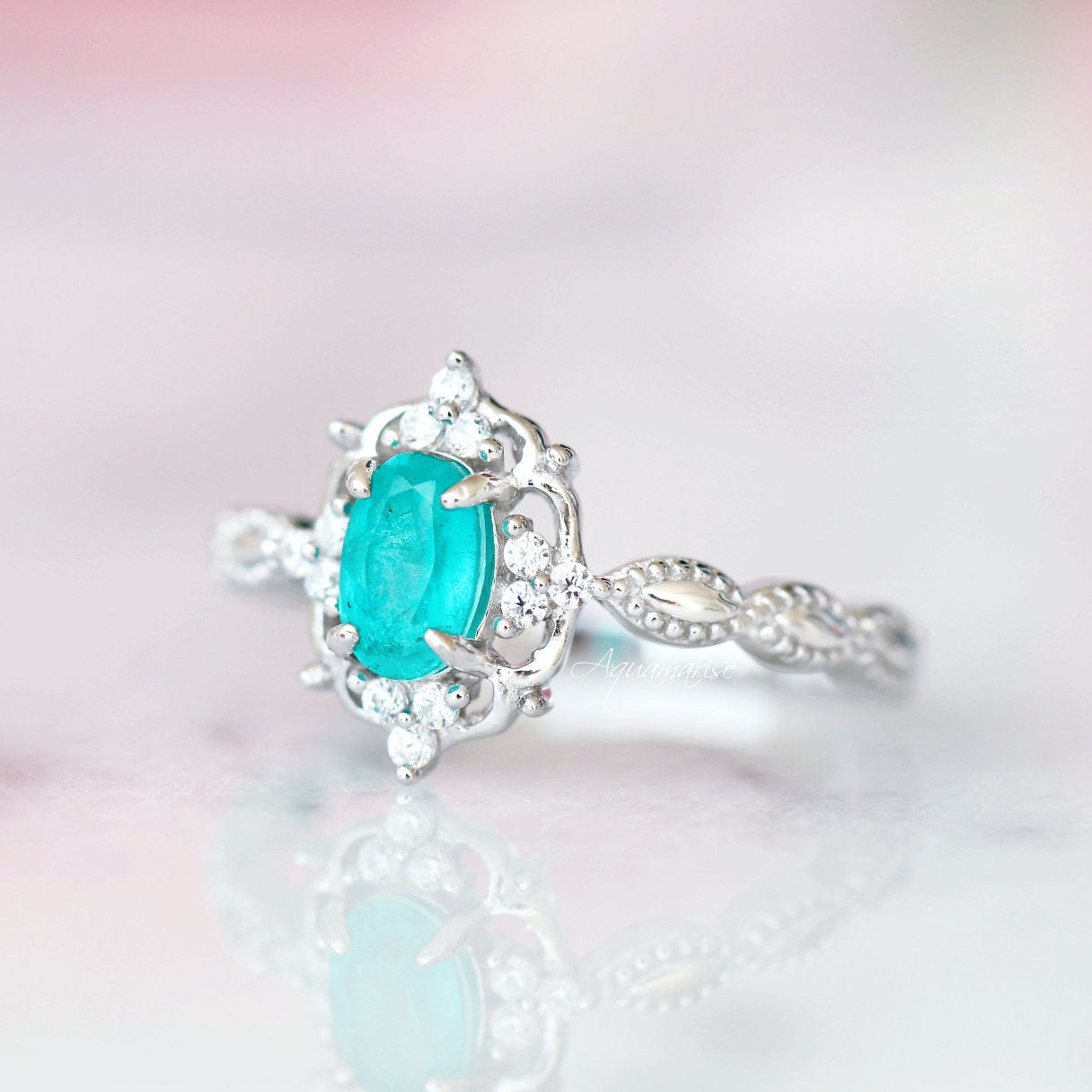 Claire Paraiba Tourmaline Ring - Sterling Silver Jewelry for Women | Elegant Gift for Birthday, Anniversary & Special Occasions