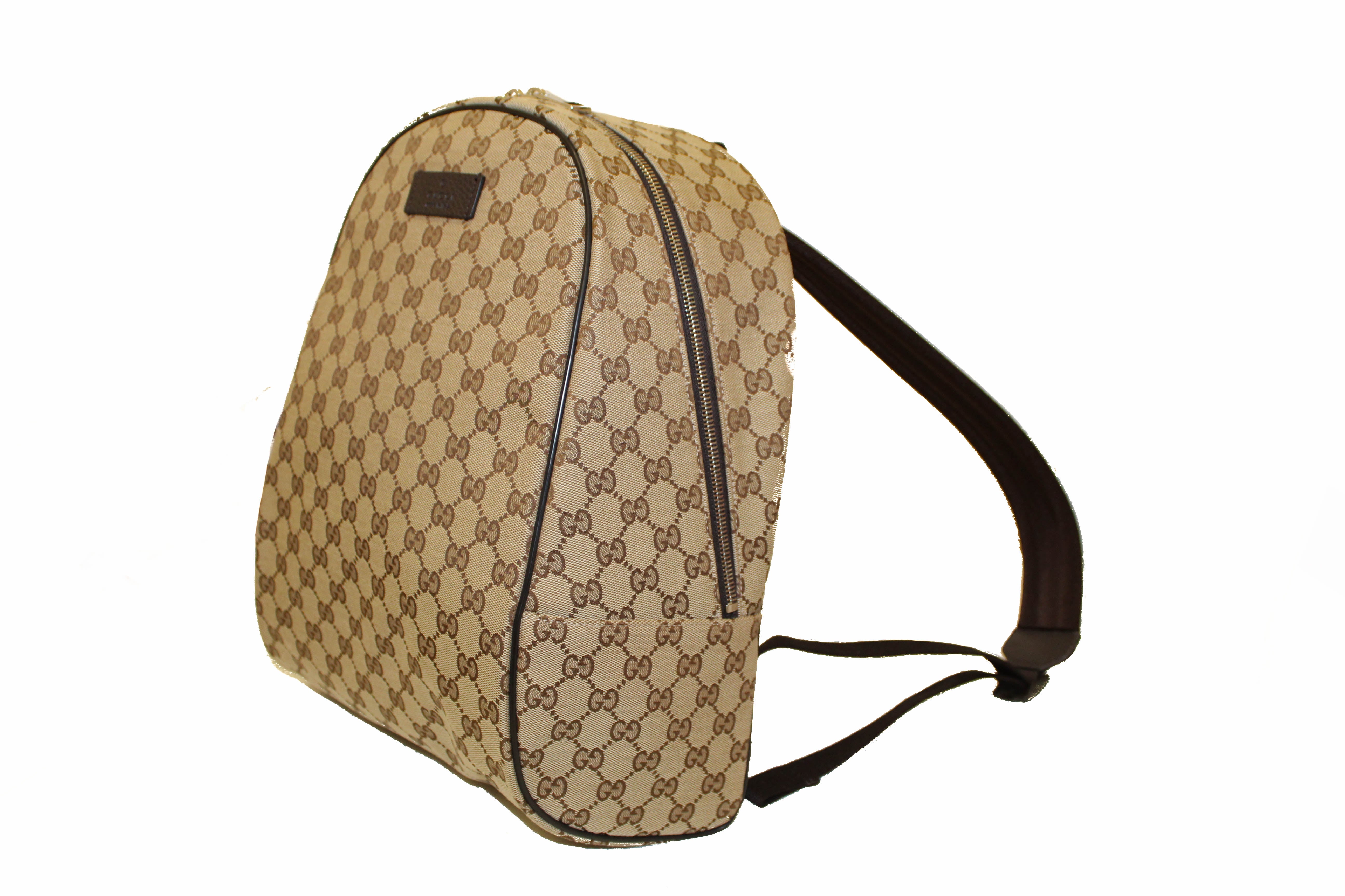Authentic Gucci GG Supreme Brown Fabric Backpack for Women & Men - Stylish Luxury Travel Bag for Work, School & Daily Use