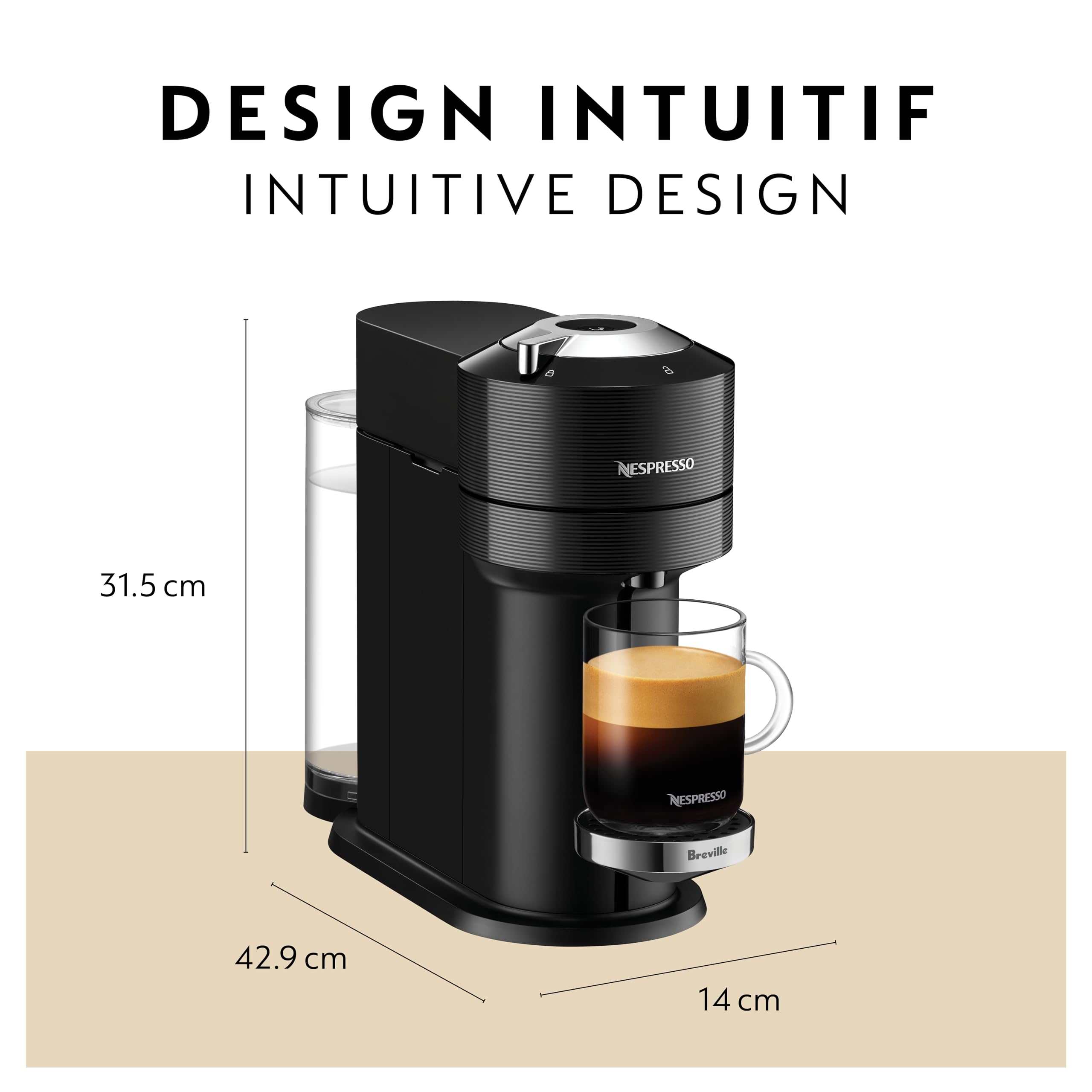 Nespresso Vertuo Next Premium Coffee & Espresso Machine with Aeroccino Milk Frother - Classic Black by Breville | Perfect for Home & Office Brewing