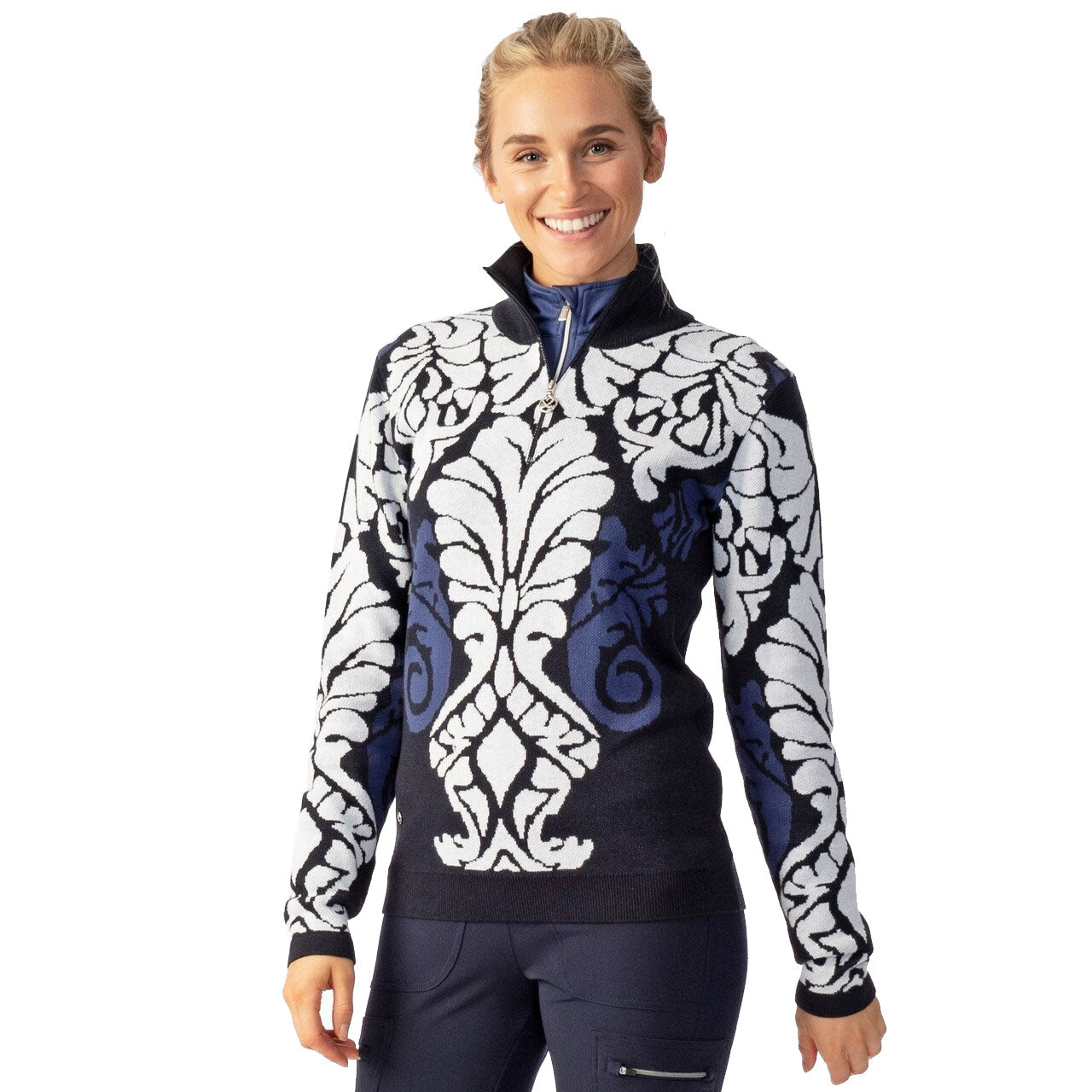 Women's Daily Sports Malgo Navy 1/2 Zip Golf Sweater - Lightweight Pullover for Golf, Running & Outdoor Activities