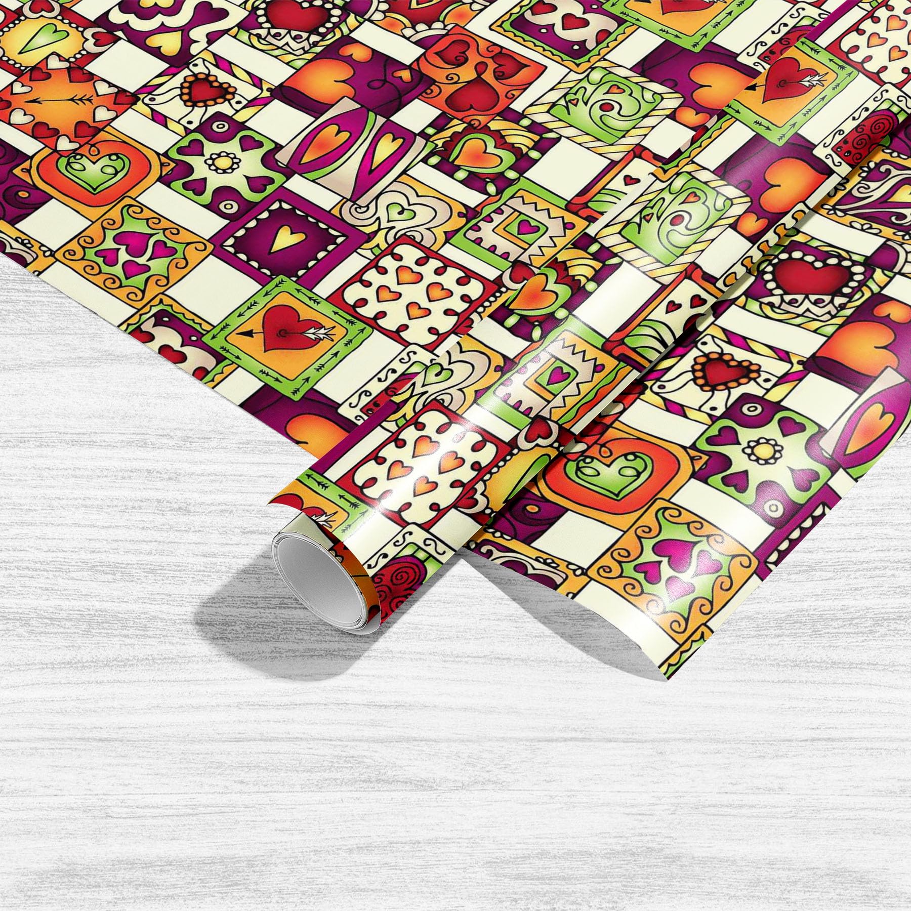 ArtzFolio Doodle Hearts D3 | Premium Art & Craft Gift Wrapping Paper | Smooth Plain Finish | 19 x 13 Inch (48 x 33 cm) - Set of 2 Sheets | Perfect for DIY Scrapbooking, Birthday Presents & Party Decorations