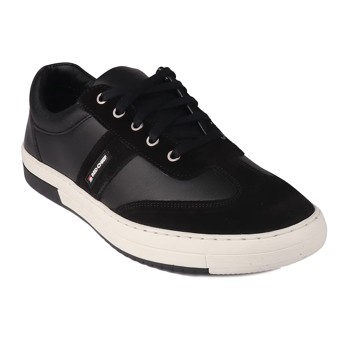 Red Chief Men's Black Leather Sneakers - Comfortable & Stylish Casual Shoes for Walking, Travel & Everyday Wear