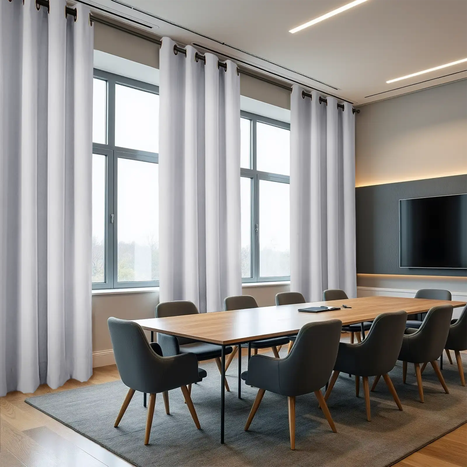 REGAL Fireproof Flame Retardant Grommet Curtains for Home & Office - Blackout Thermal Insulated Window Drapes for Living Room, Bedroom Safety Protection