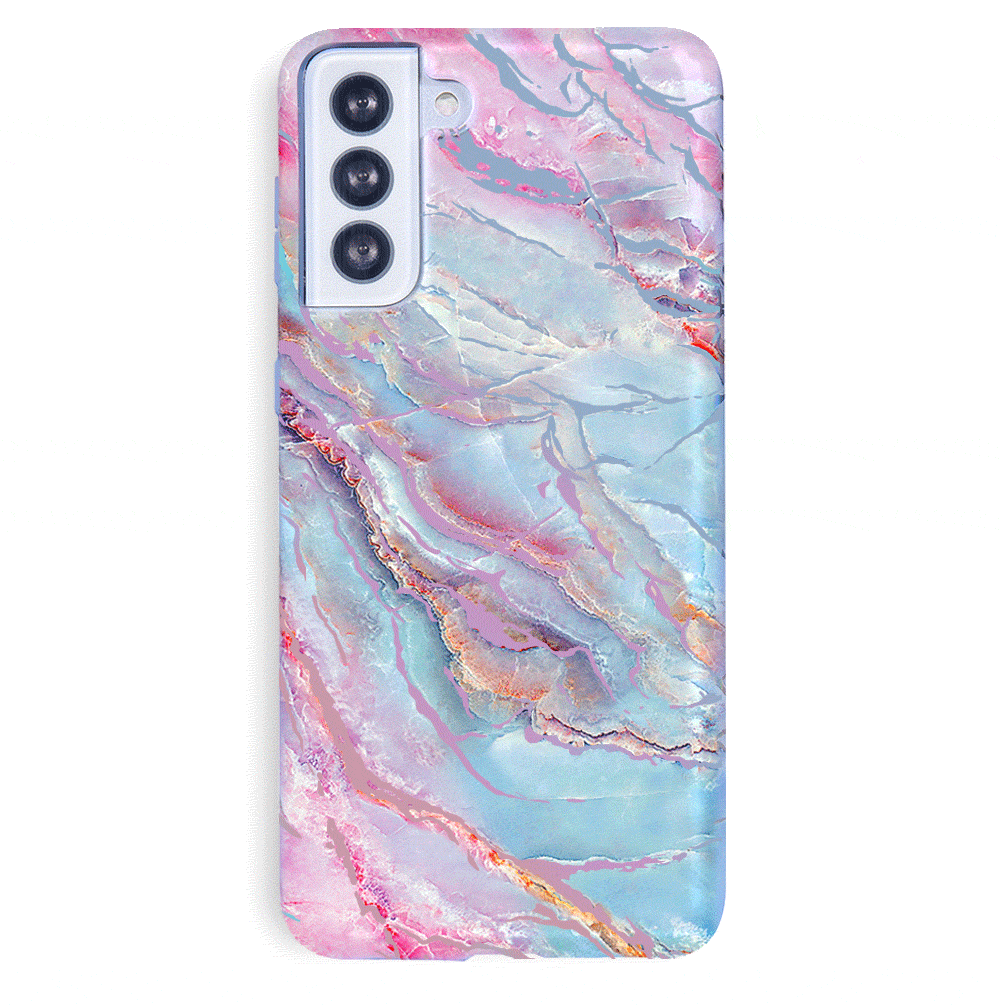 Holo Moonstone Marble Samsung Galaxy Phone Case - Protective Cover for Galaxy S21/S22/S23 Series - Stylish Glitter Design for Everyday Use & Special Occasions