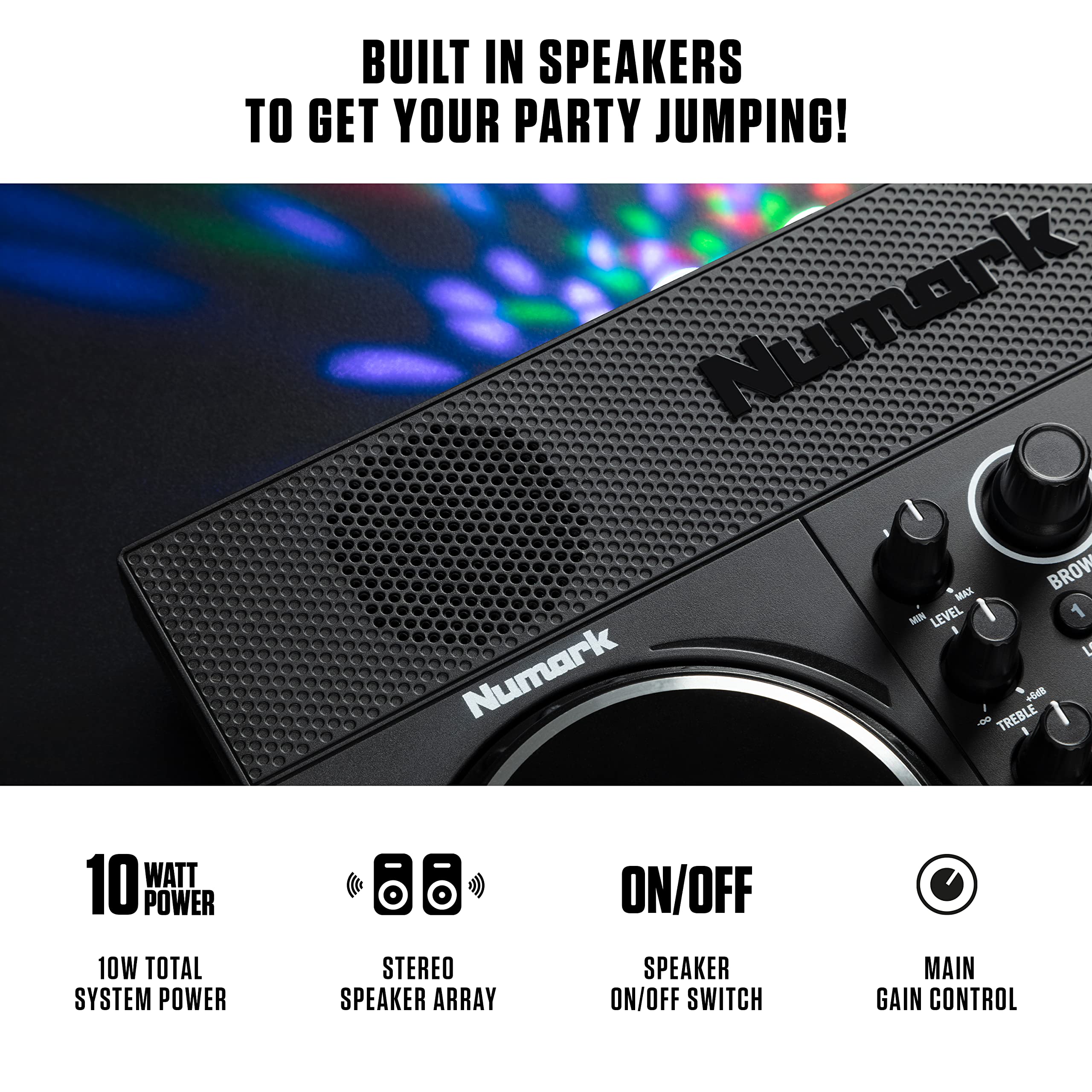 Numark Party Mix Live DJ Controller with HF125 Headphones - Complete DJ Set with Lights, Speakers, Mixer for Adults & Kids | Perfect for Home Parties, Birthday Events & Music Practice