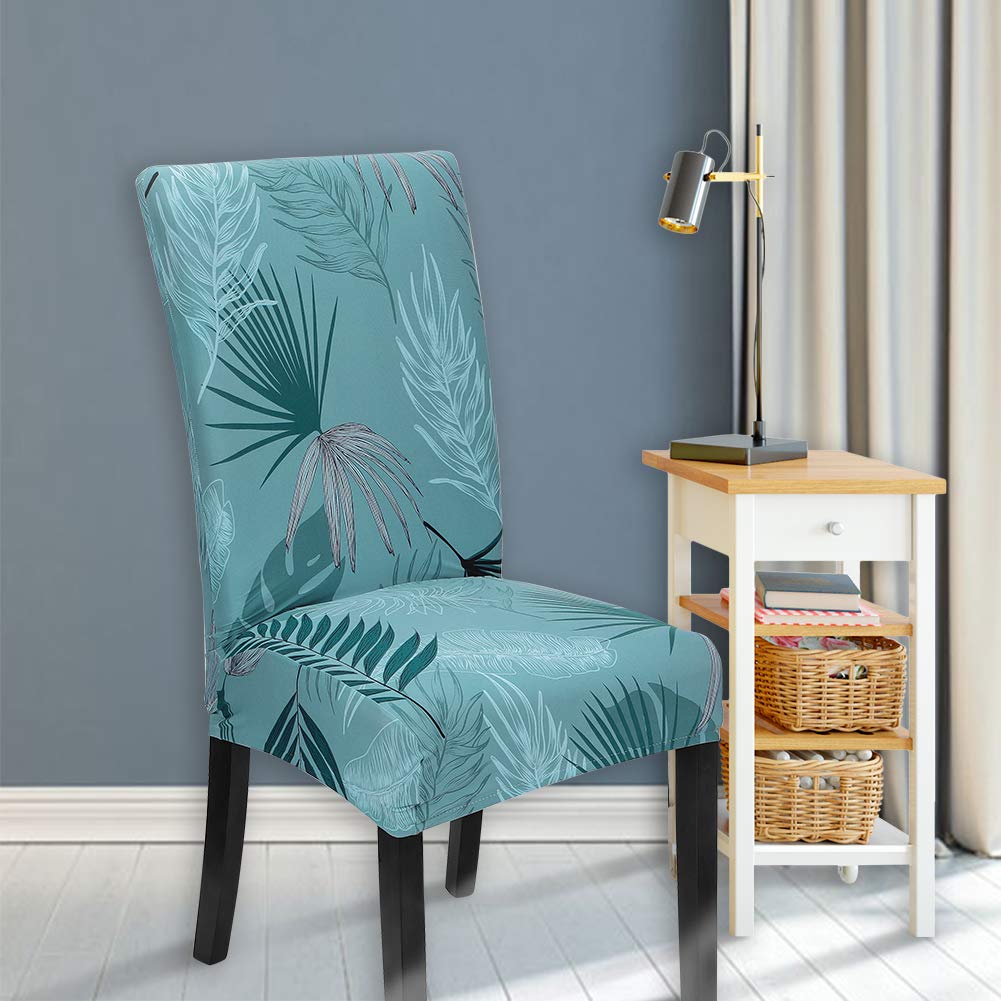 JOTOM Stretch Modern Dining Chair Covers - 4 Pack Removable Soft Spandex Slipcovers for Kitchen, Dining Room, Hotel, Party & Wedding - Chair Protector in Leaf Green - Perfect for Home Decor & Event Styling
