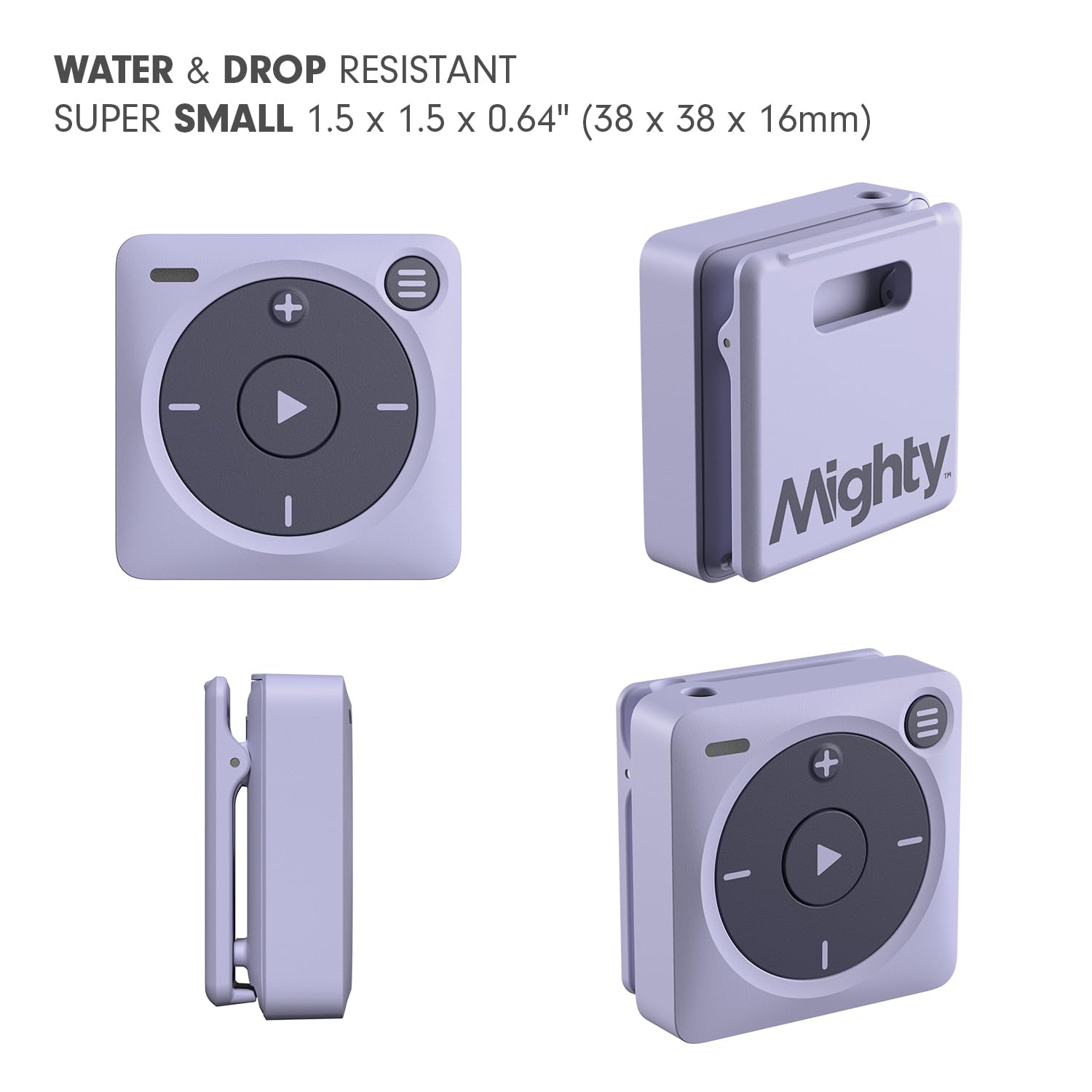 Mighty 3 Spotify & Amazon Music Player - Bluetooth & Wired Headphone Compatible MP3 Player with 1000+ Song Storage - Screen-Free Portable Music Device for Running, Gym, Travel - No Phone Needed (Lavender)