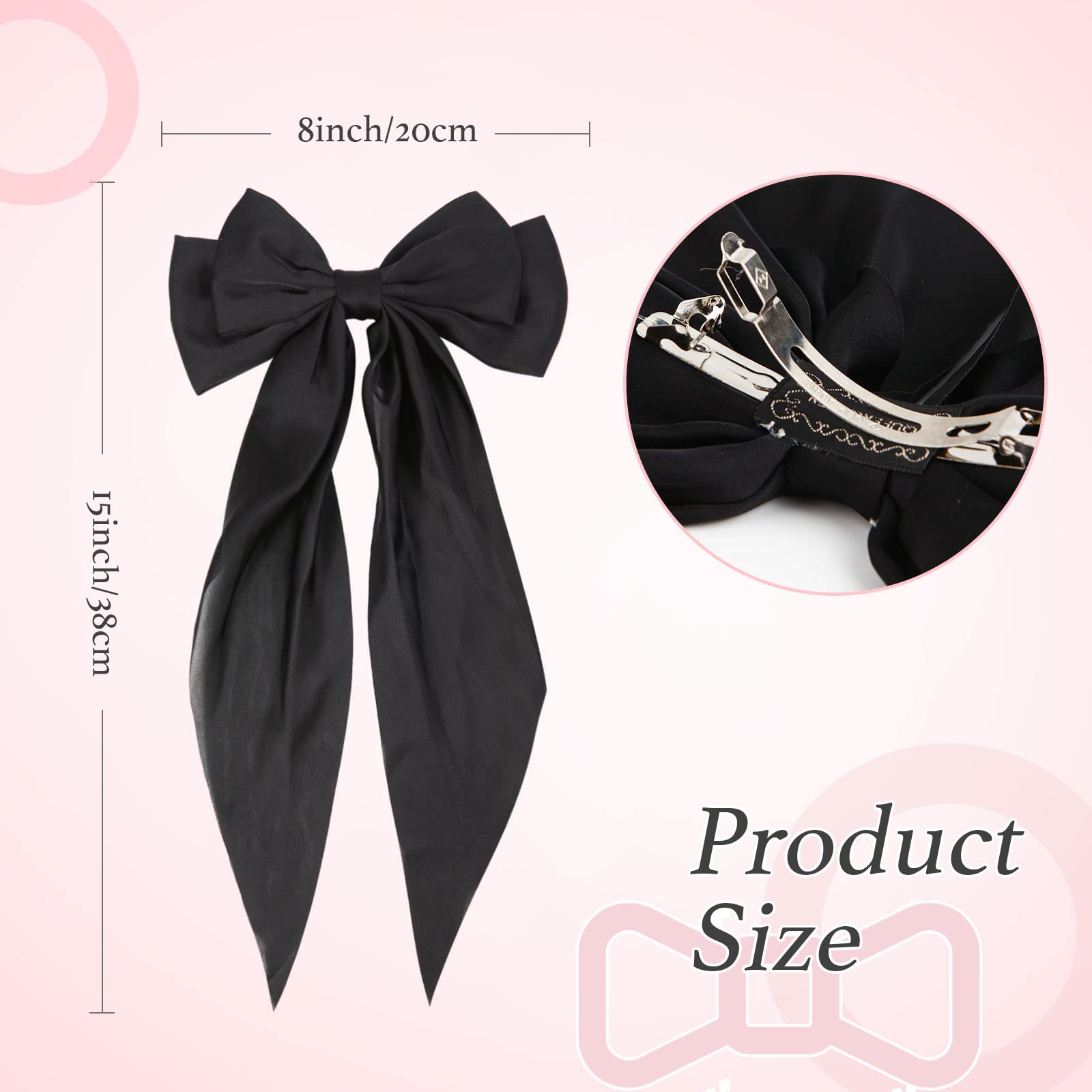 2 PCS Elegant Butterfly Hair Barrettes - Black & Champagne Hair Clips with Ribbons for Women | Perfect for Weddings, Parties & Everyday Styling