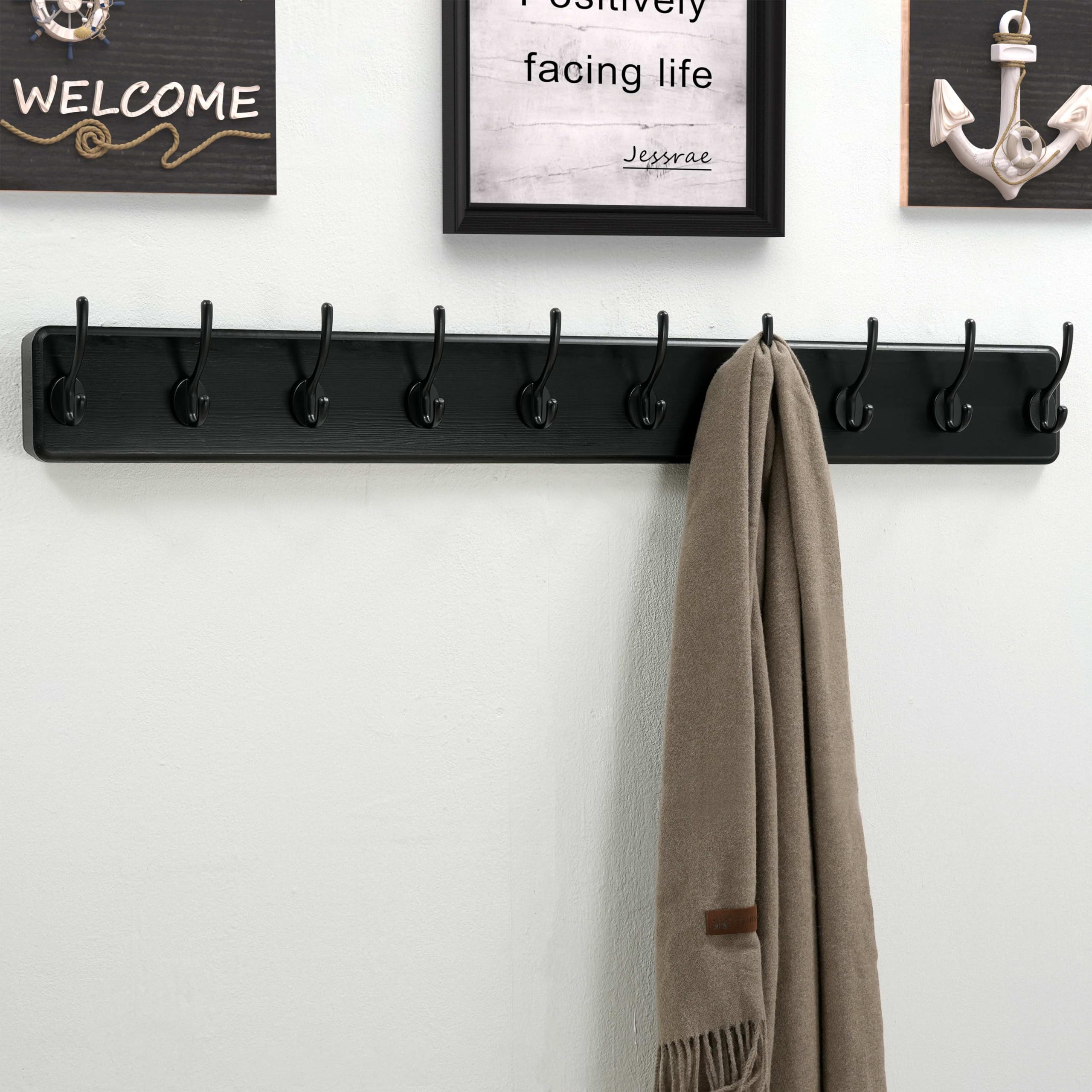 Dseap Heavy-Duty Wooden Wall Mounted Coat Rack - 38.25