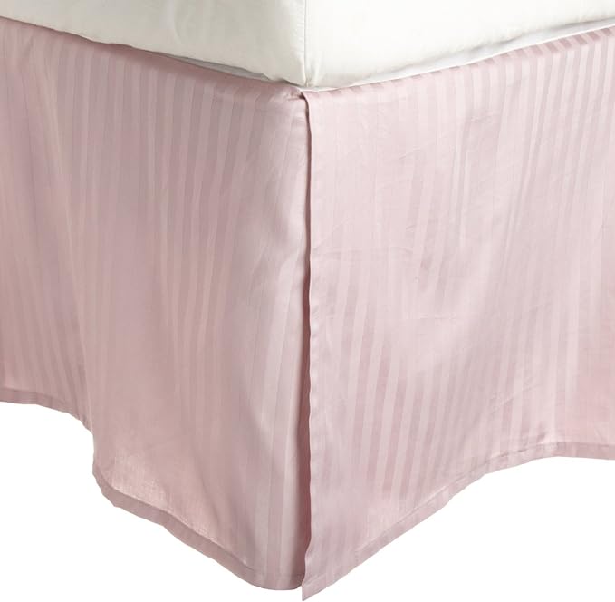 Premium Egyptian Cotton 300 Thread Count Striped Bed Skirt - Queen Size, Fits 14-16