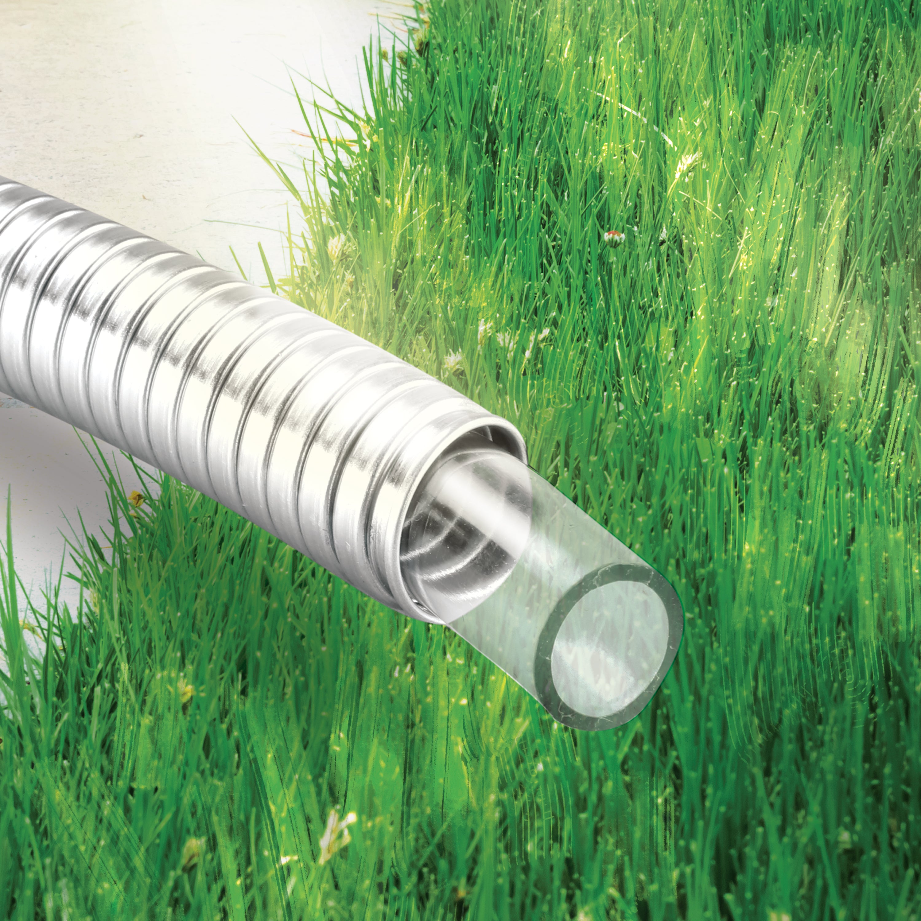 Aqua Joe AJSGH50 MAX Heavy Duty Puncture Proof Garden Hose - 50ft, 1/2 Inch with Brass Fittings & On/Off Valve, 304 Stainless Steel Spiral Construction | Perfect for Watering Lawns, Washing Cars, and Outdoor Cleaning