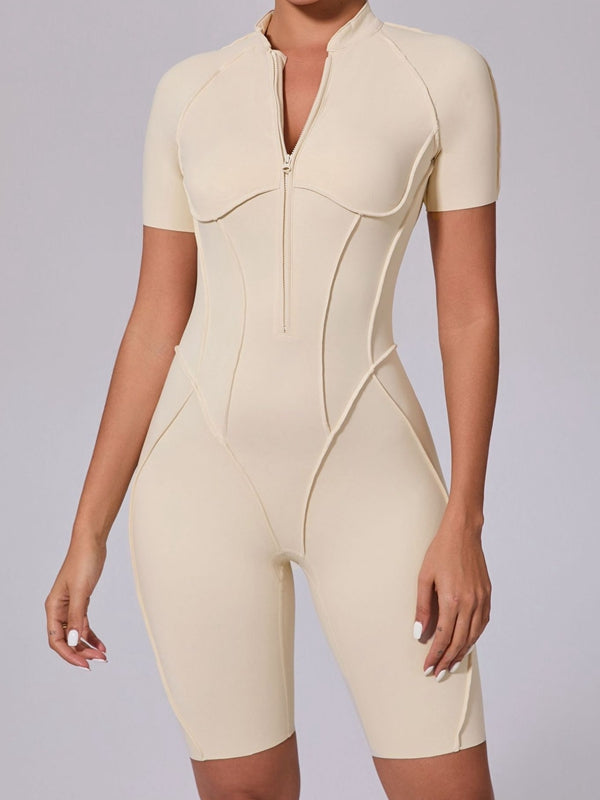 ZASUWA Women's Sexy Backless Zipper Scrunch Bum Jumpsuit - Stretchy Bodycon Romper for Clubwear, Night Out & Date Night
