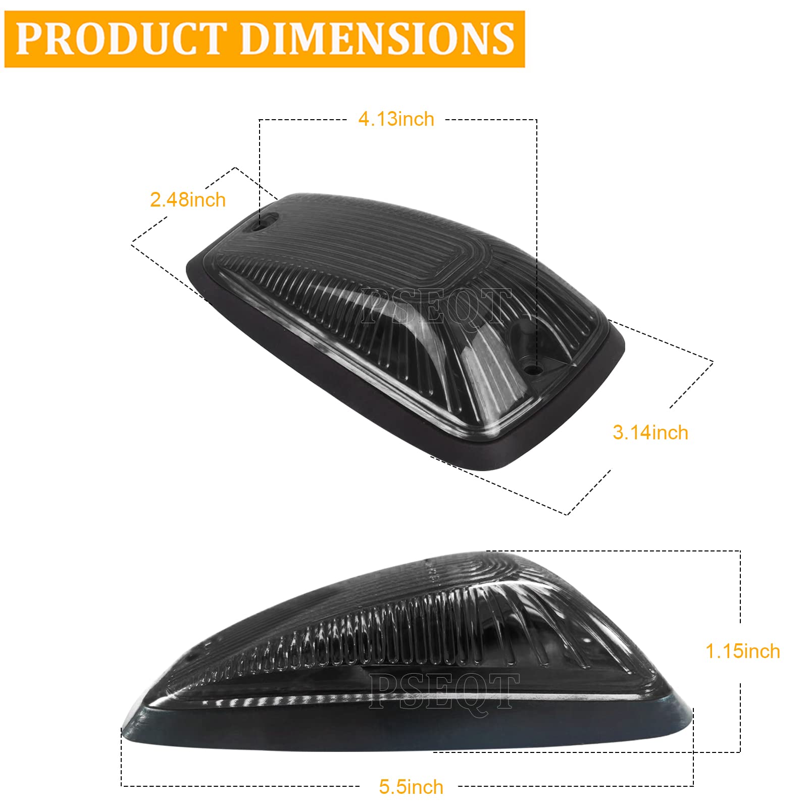 PSEQT 5Pcs LED Cab Roof Marker Lights - Clearance Lights for 1988-2002 Chevy/GMC C/K 1500-7500 Series Trucks - 12V Waterproof Running Lights with Smoke Lens & T10 Bulbs - Perfect for Night Driving & Heavy-Duty Trucking