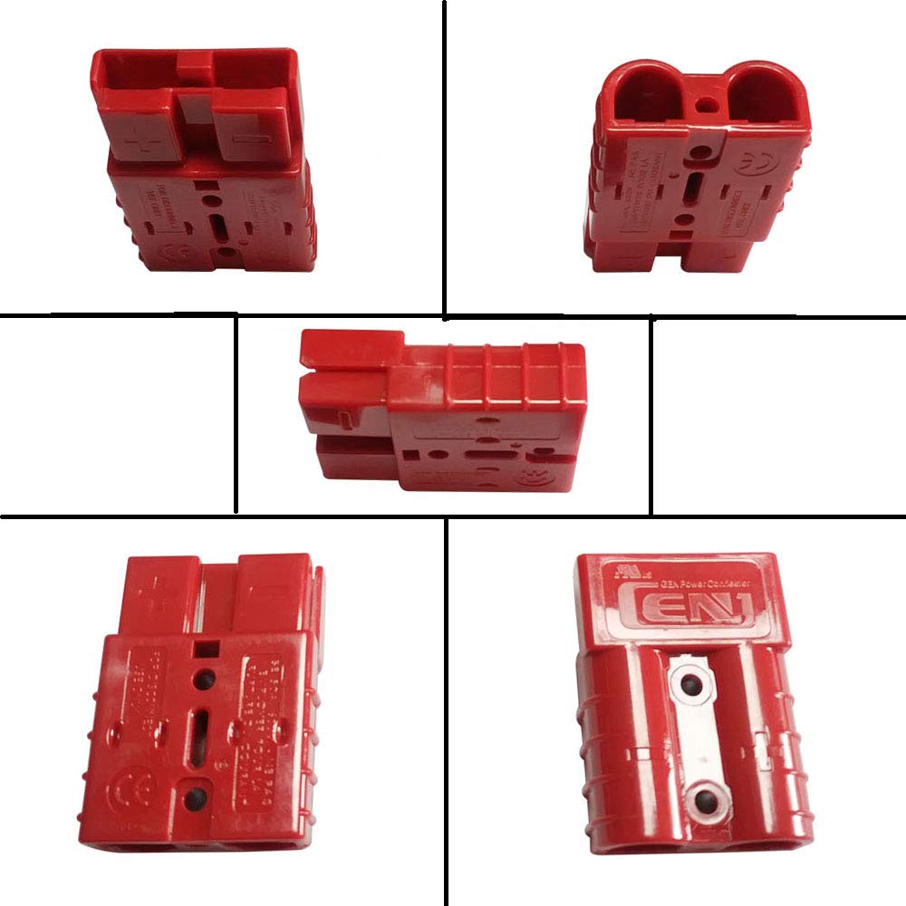 50 Amp Red Anderson Power Connector - Heavy Duty Battery Charger Plug for 10/12AWG Cables - Perfect for RV, Solar Power Systems & Electric Vehicle Charging Stations
