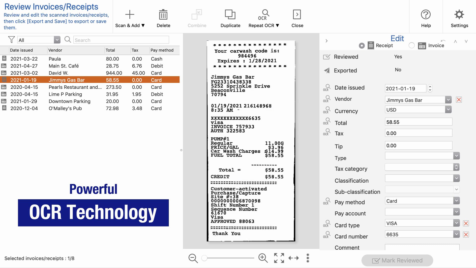 Epson RapidReceipt RR-400W Wireless Desktop Color Duplex Scanner with ScanSmart AI PRO, 20-Page ADF | Compact Receipt & Document Scanner for Home Office, Small Business Accounting | Scan Receipts, Invoices, Contracts to PDF with OCR Technology
