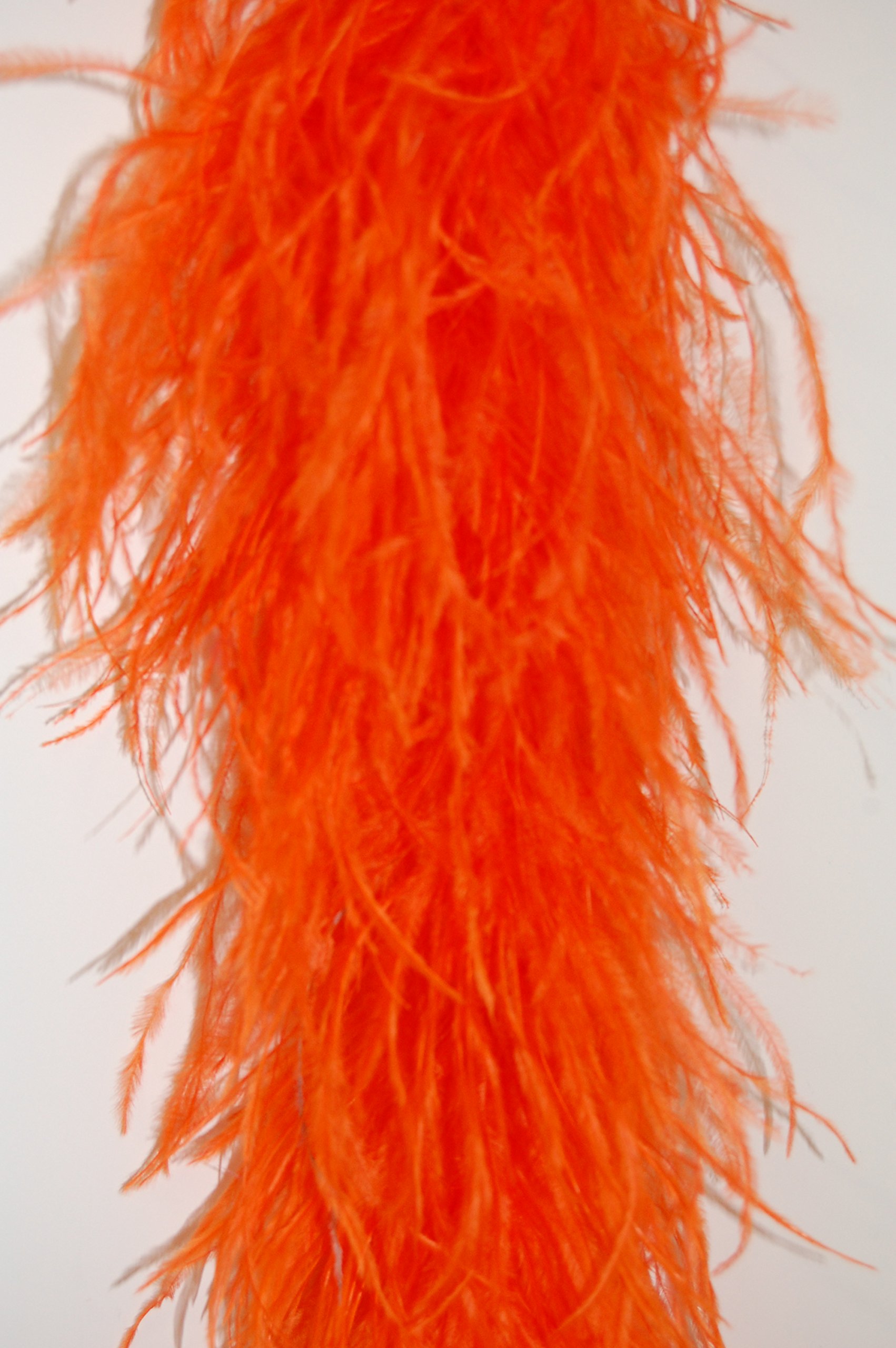 4-Ply Ostrich Feather Boa - 2 Yards Long, Orange - Halloween Costume Accessory, DIY Craft, Theater Performance, Bachelorette Party Decor - Perfect for Cosplay, Burlesque Shows & Photo Props