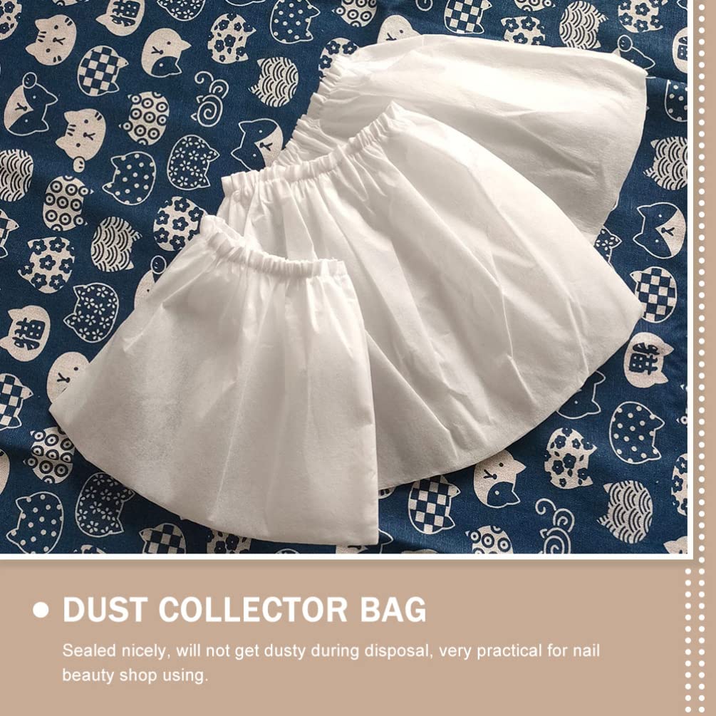 12Pcs Nail Art Vacuum Storage Bags - Non-Woven Fabric Nail Dust Collector Bags for Manicure Tables, Salon Vacuum Systems & Nail Technician Tools (White) - Perfect for Nail Salons, Home Manicures & Professional Nail Stations
