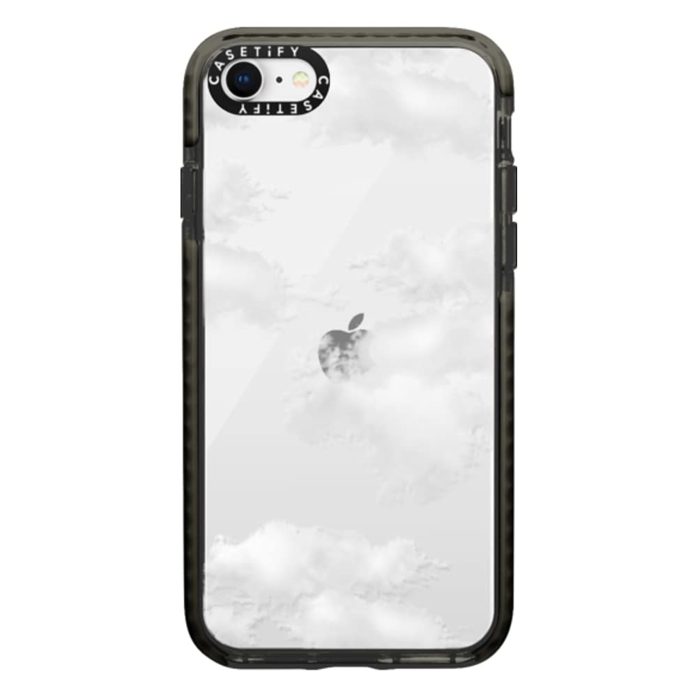 CASETiFY Impact Case for iPhone SE (2020/2022) & iPhone 7/8 - Shockproof Protective Phone Cover - Clouds White & Clear Black - Perfect for Everyday Use & Outdoor Activities