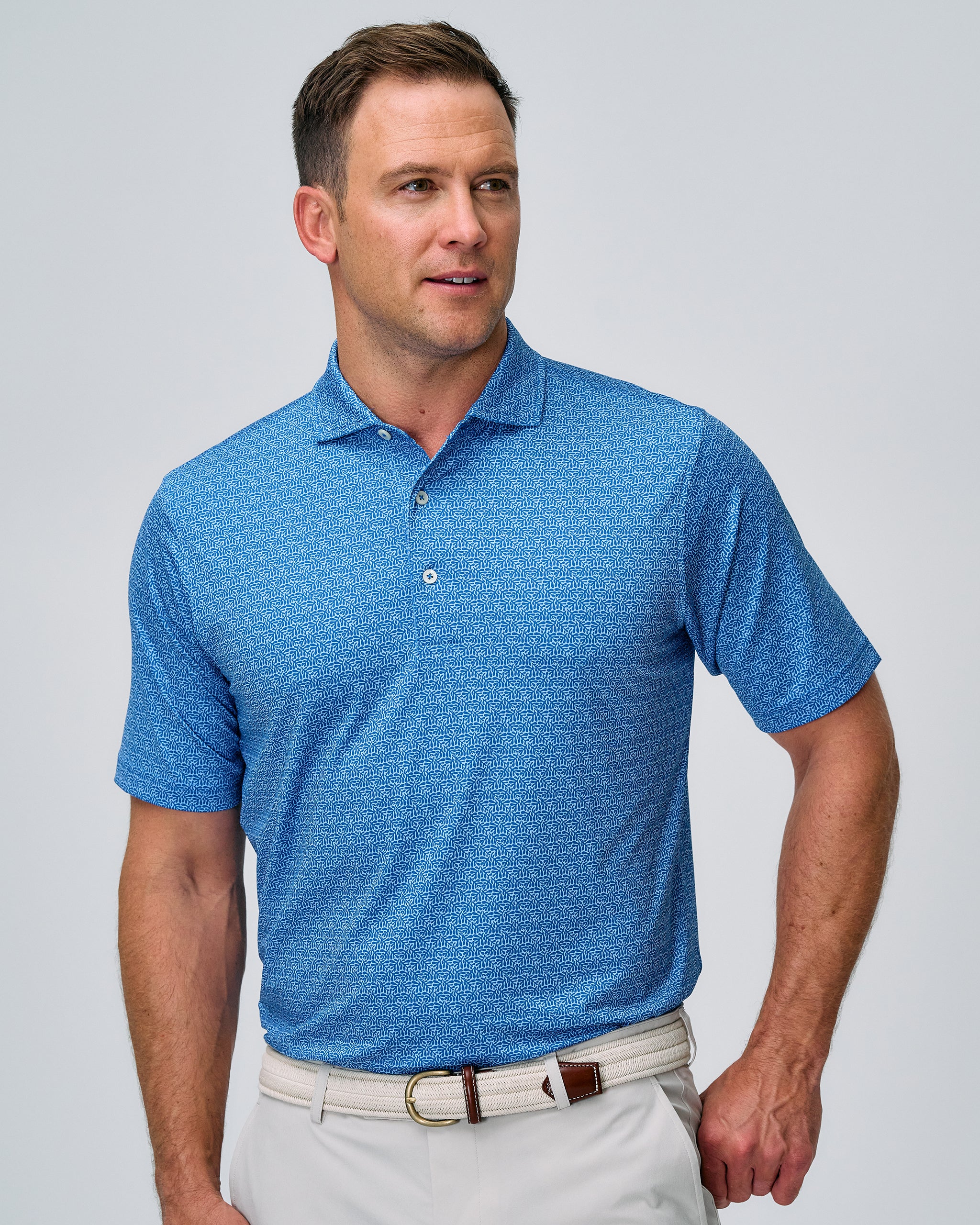 SEACLIFF PRINT POLO Shirt for Men - Stylish Casual Short Sleeve Button Down Shirt - Perfect for Summer, Beach, and Outdoor Activities
