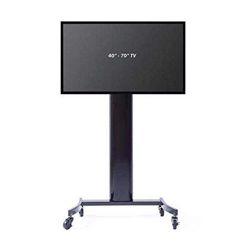 Premium Curved Wood TV Stand with Mount for 40-70 Inch Flat Screen TVs - Modern Black Entertainment Center for Living Room, Bedroom & Home Theater